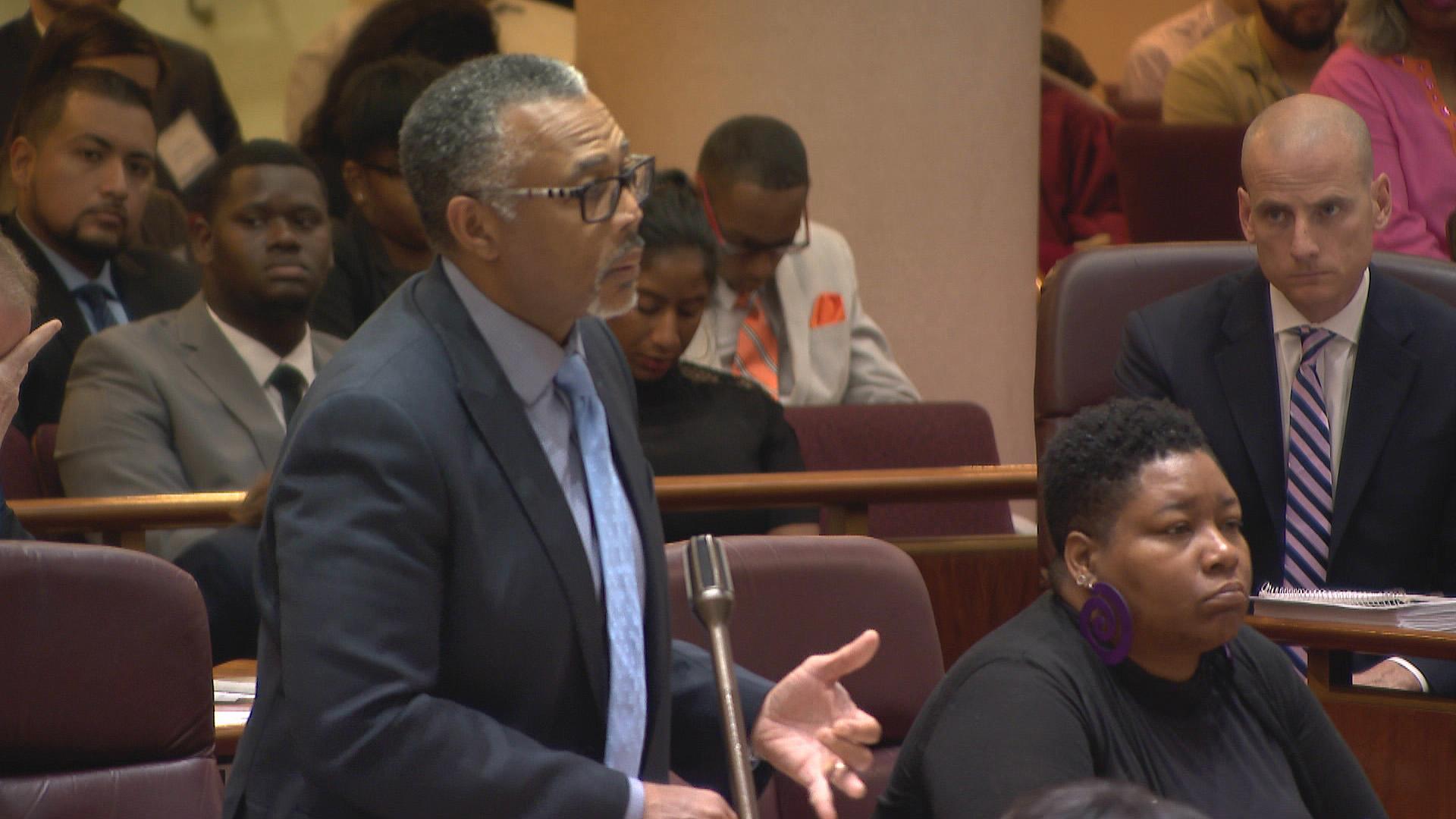 In this file photo, Ald. Howard Brookins (21st Ward) speaks at a Chicago City Council meeting. (WTTW News)