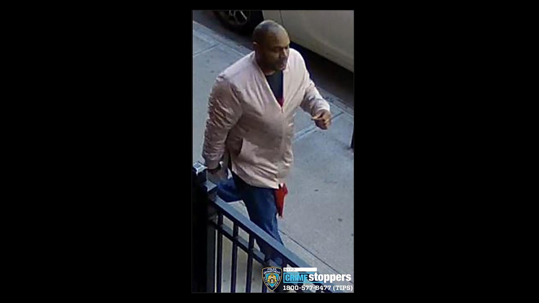 This image taken from surveillance video provided by the New York City Police Department shows a person of interest in connection with an assault of an Asian American woman, Monday, March 29, 2021, in New York. (Courtesy of New York Police Department via AP)