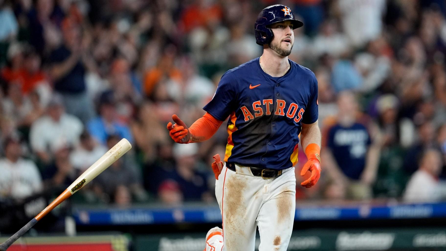 Houston Astros’ Kyle Tucker tosses his bat after hitting a home run against the Minnesota Twins during the third inning of a baseball game Saturday, June 1, 2024, in Houston. (AP Photo / David J. Phillip, File)