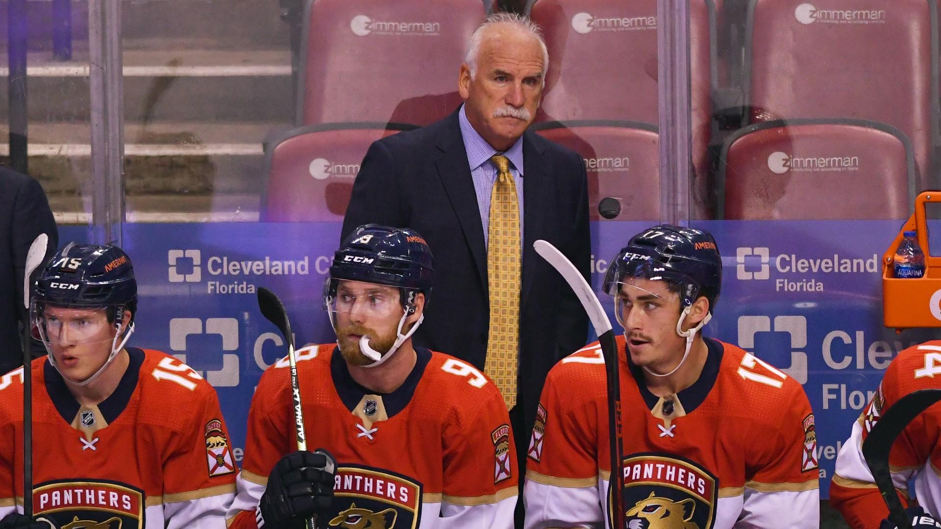 Florida Panthers head coach Joel Quenneville looks on from the bench during the first period of an NHL hockey game against the Colorado Avalanche, Tuesday, Oct. 21, 2021, in Sunrise, Fla. (AP Photo / Jim Rassol)