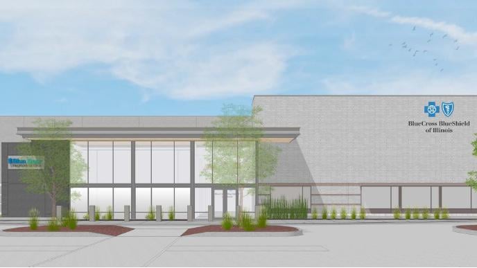 A rendering of the new BCBS center in Morgan Park. (Blue Cross and Blue Shield of Illinois / Facebook)