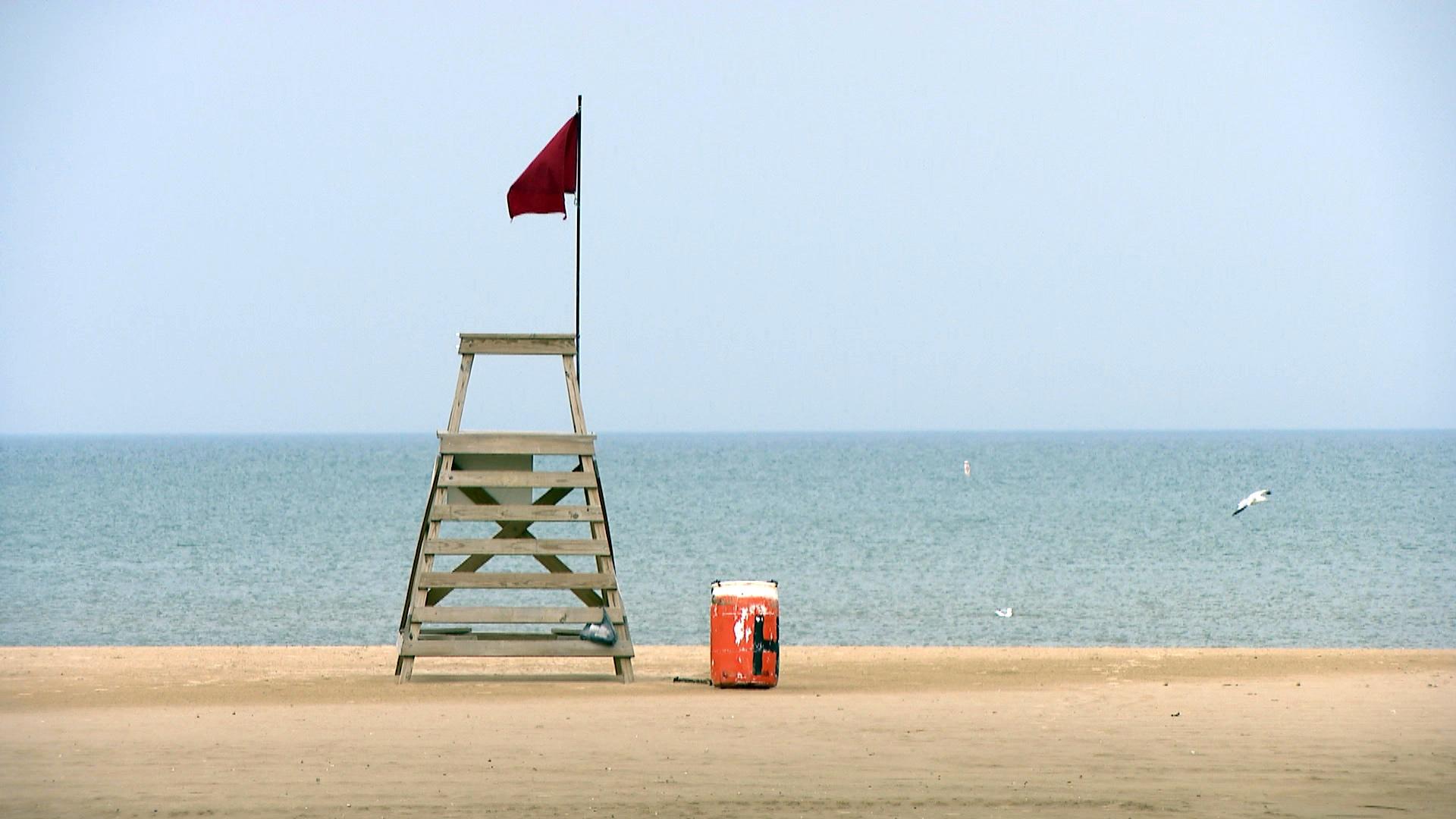 Red flags will be flown at Chicago beaches, indicating swimming is prohibited. (WTTW News)