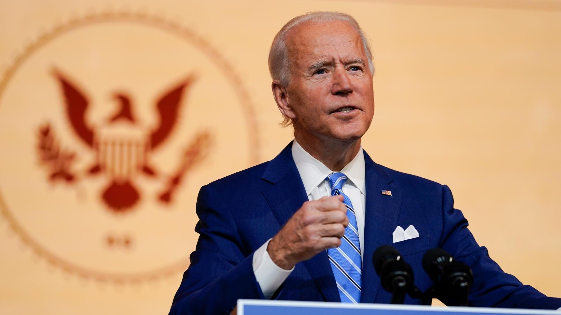 President-elect Joe Biden speaks at The Queen theater Wednesday, Nov. 25, 2020, in Wilmington, Del. (AP Photo / Carolyn Kaster)