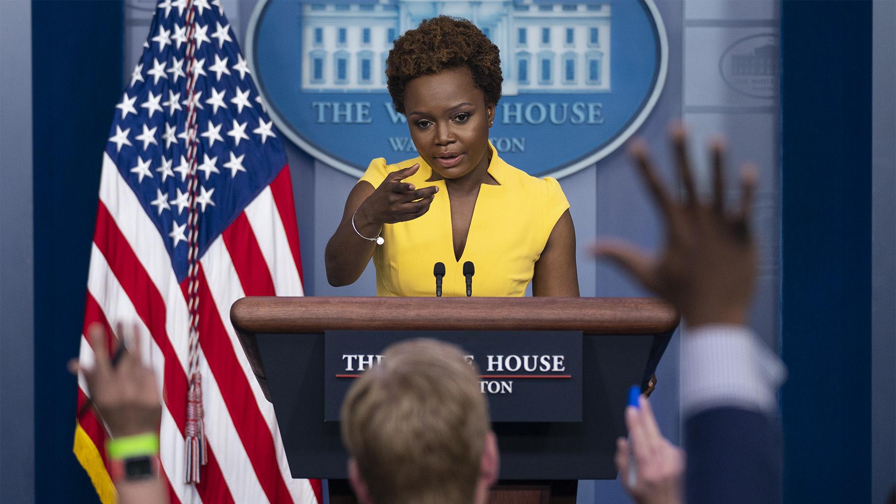 White House deputy press secretary Karine Jean-Pierre speaks during a press briefing at the White House, Wednesday, May 26, 2021, in Washington. (AP Photo / Evan Vucci)