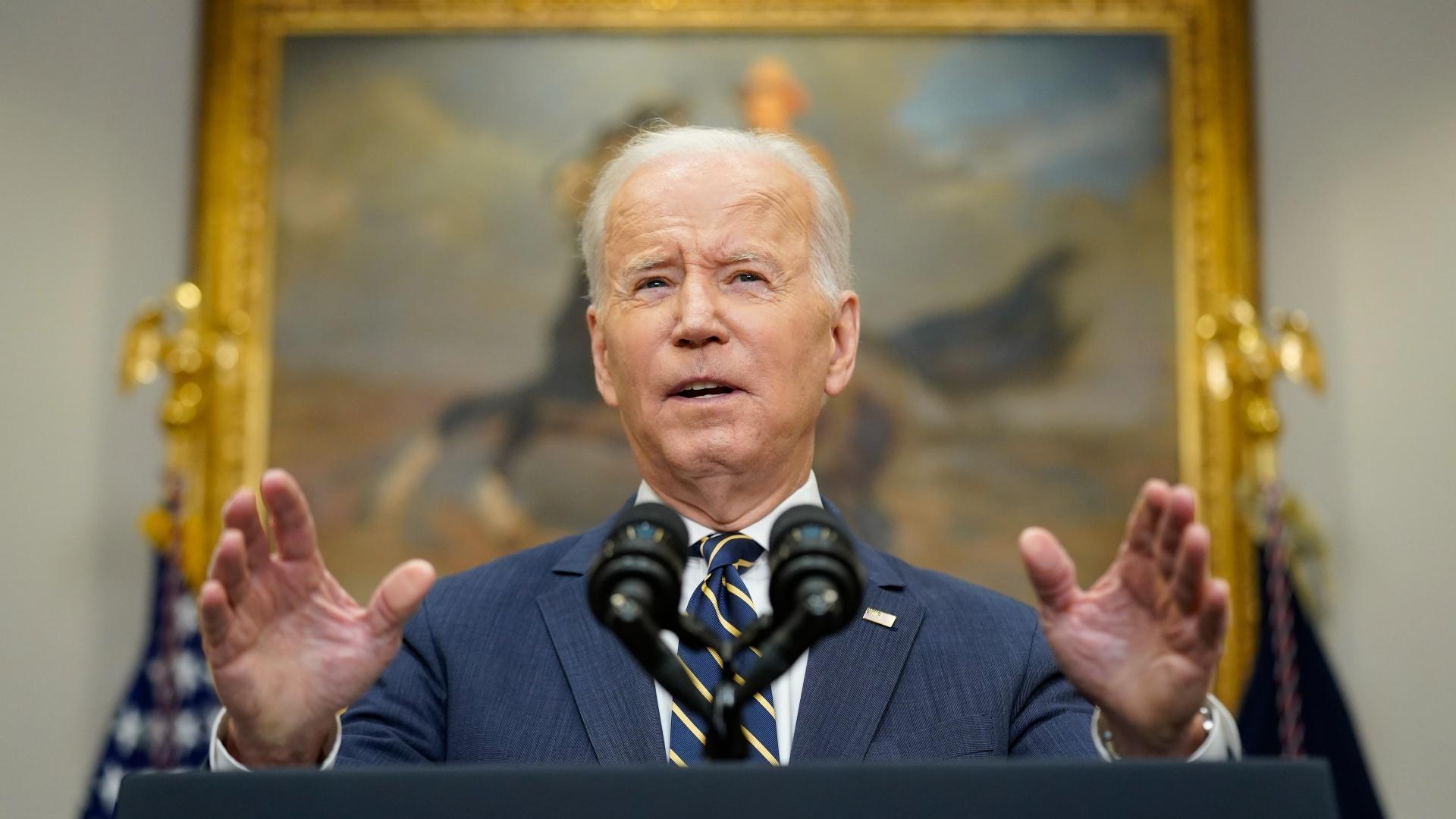 President Joe Biden announces that along with the European Union and the Group of Seven countries, the U.S. will move to revoke “most favored nation” trade status for Russia over its invasion of Ukraine, Friday, March 11, 2022, in the Roosevelt Room at the White House in Washington. (AP Photo / Andrew Harnik)