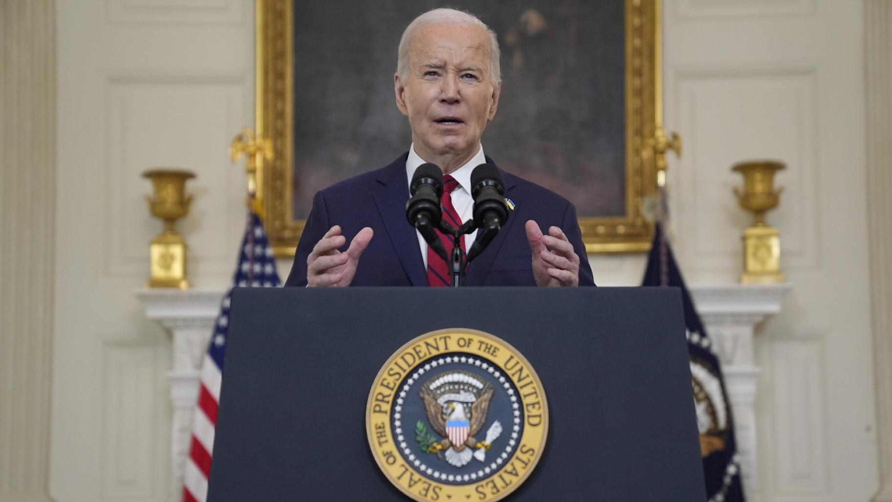 President Joe Biden speaks before signing a $95 billion Ukraine aid package that also includes support for Israel, Taiwan, and other allies, in the State Dining Room of the White House, Wednesday, April 24, 2024, in Washington. (AP Photo / Evan Vucci)