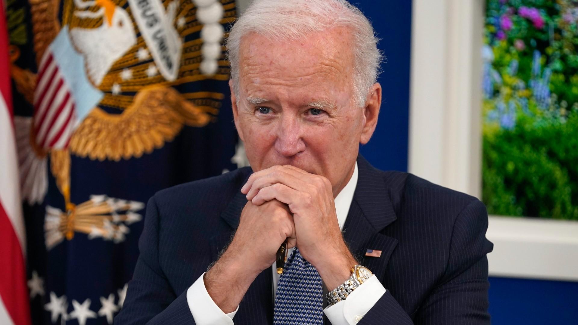 President Joe Biden listens during a meeting with business leaders about the debt limit in the South Court auditorium on the White House campus on Wednesday, October 6, 2021, in Washington.  (AP Photo / Evan Vucci)