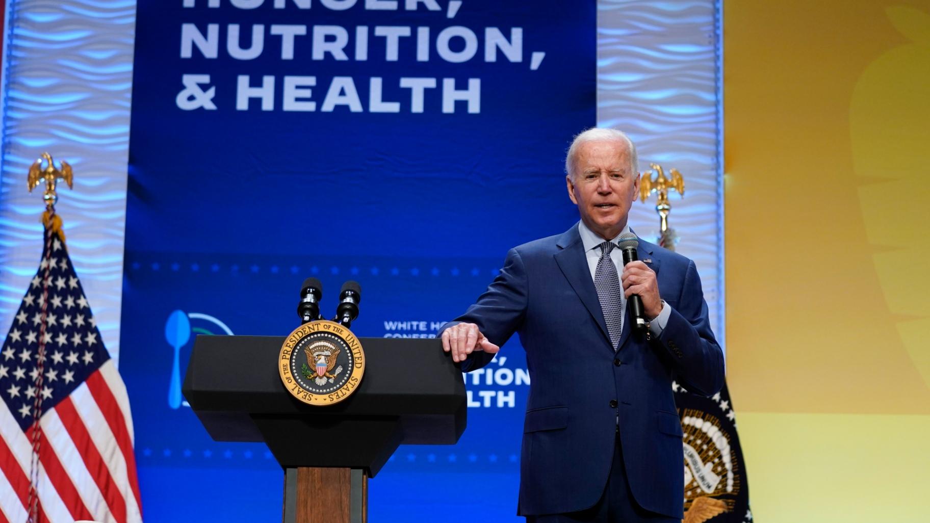 President Joe Biden speaks during the White House Conference on Hunger, Nutrition, and Health, at the Ronald Reagan Building, Wednesday, Sept. 28, 2022, in Washington. (AP Photo / Evan Vucci)