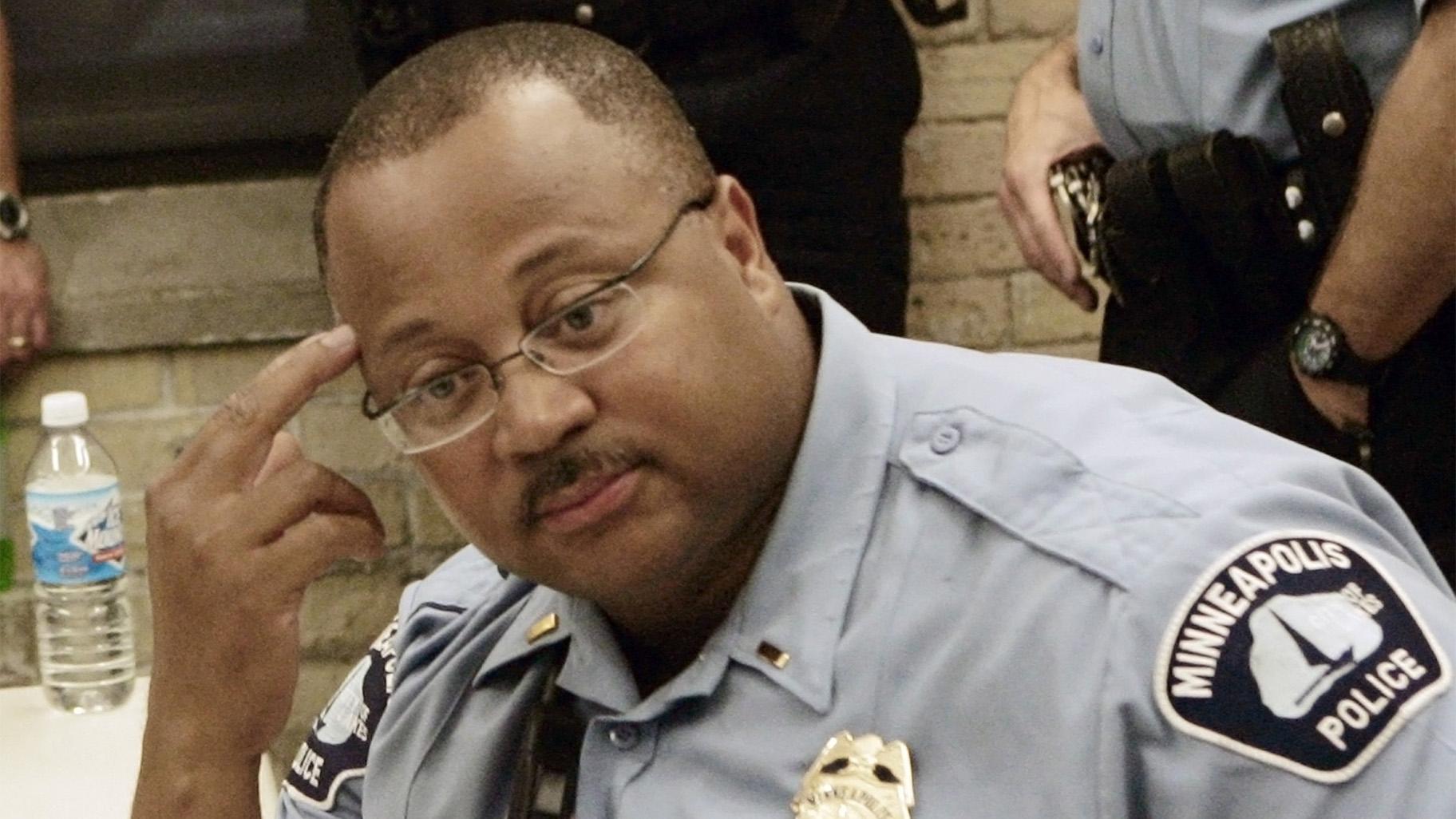 Minneapolis police Lt. Eddie Frizell talks Aug. 3, 2007 about his experiences as a first responder at the Interstate 35W bridge collapse into the Mississippi River in Minneapolis. (AP Photo / Jim Mone, File)