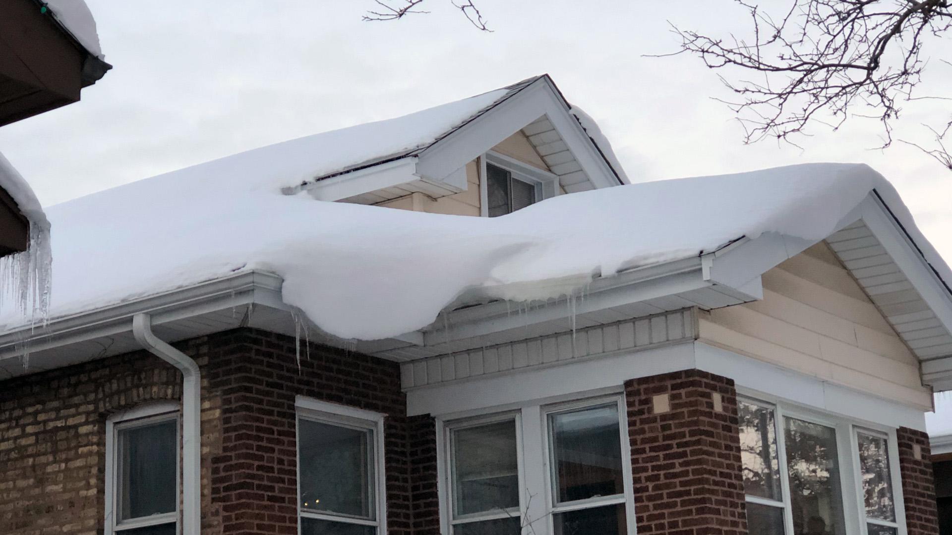 Keep an eye on roofs this weekend as snow begins to melt. (Patty Wetli / WTTW News)