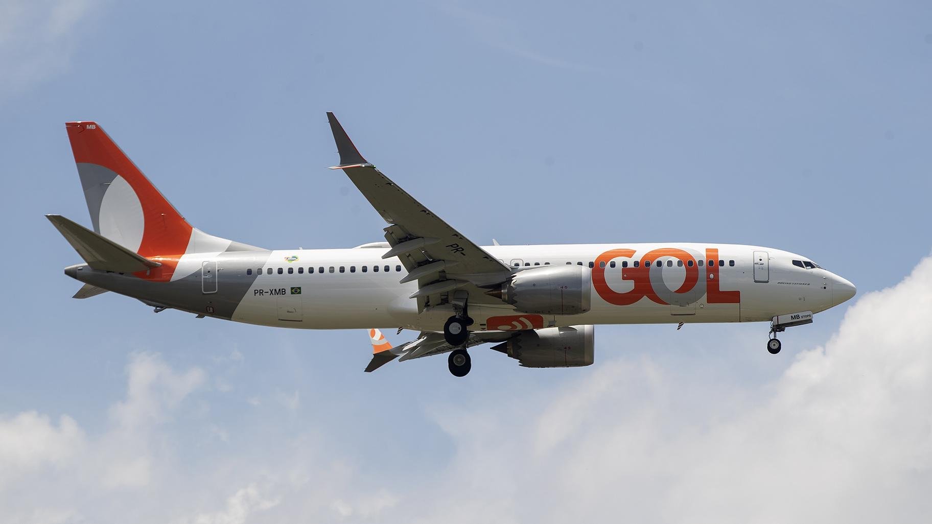 A Gol Airlines Boeing 737 Max plane approaches to land at the international airport in Guarulhos, near Sao Paulo, Brazil, Wednesday, Dec. 9, 2020. (AP Photo / Andre Penner)