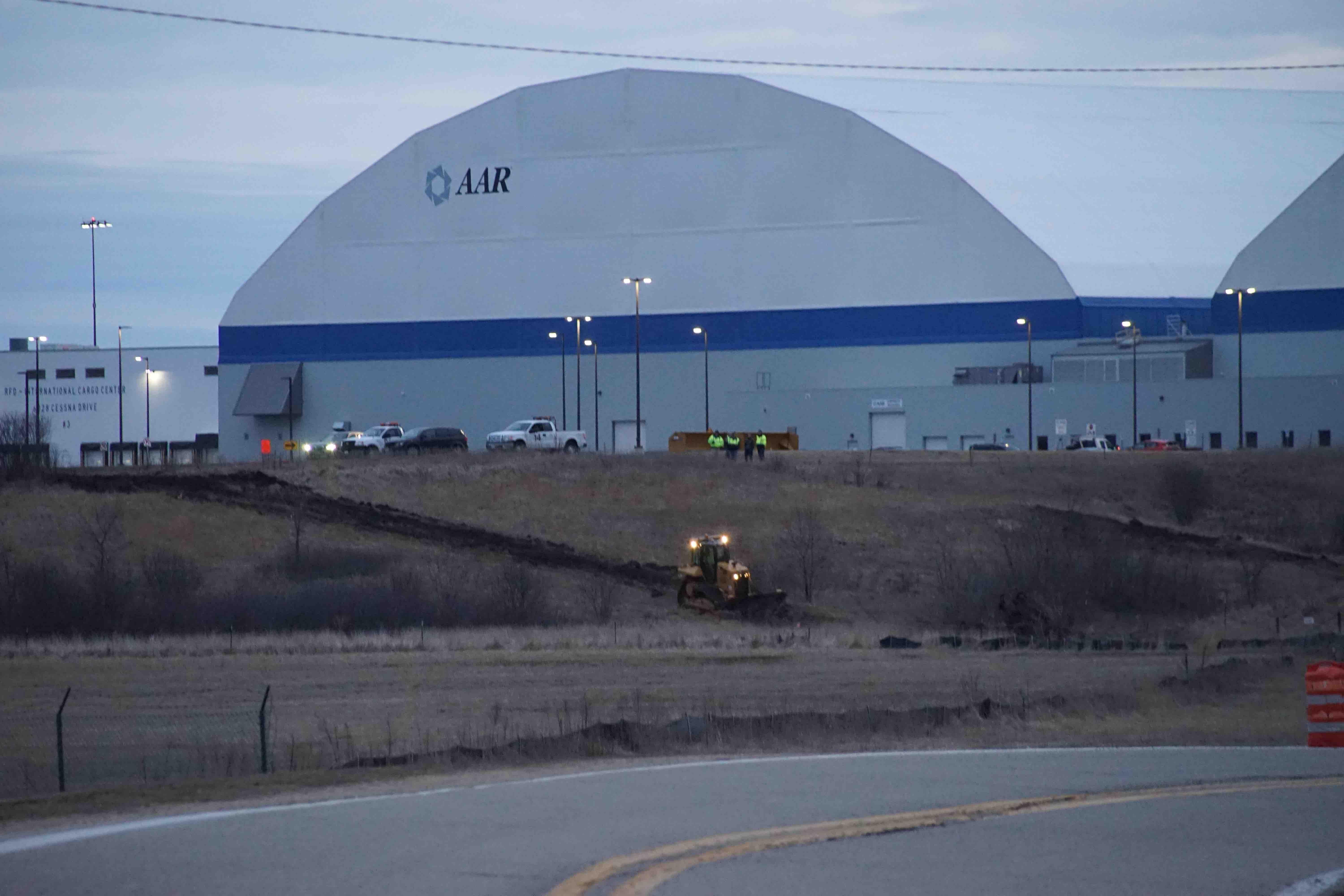 A bulldozer slices through Bell Bowl Prairie, March 9, 2023. (Courtesy of Jessie Mermel)