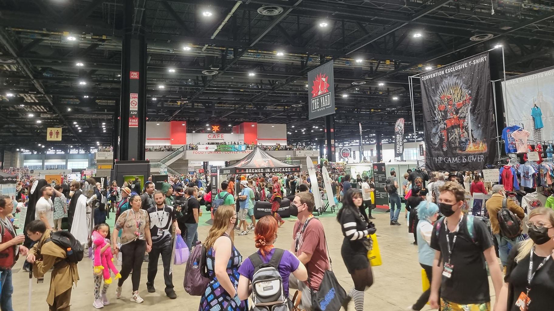 C2E2 recommended fans wear masks inside the exhibition halls on Aug. 6, 2022. (Yahya Salem / WTTW News)  