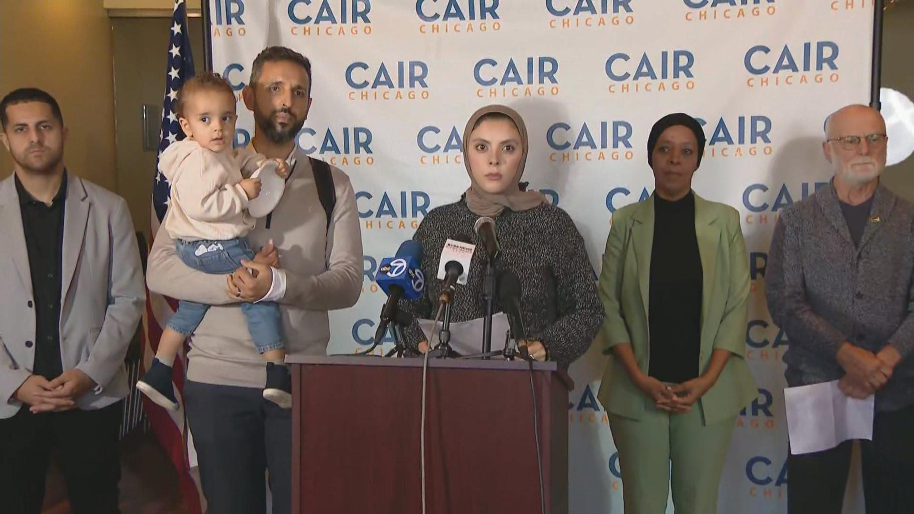 Director of MedGlobal Gaza Operations Rajaa Musleh speaks during a press conference on Oct. 2, 2024. (WTTW News)