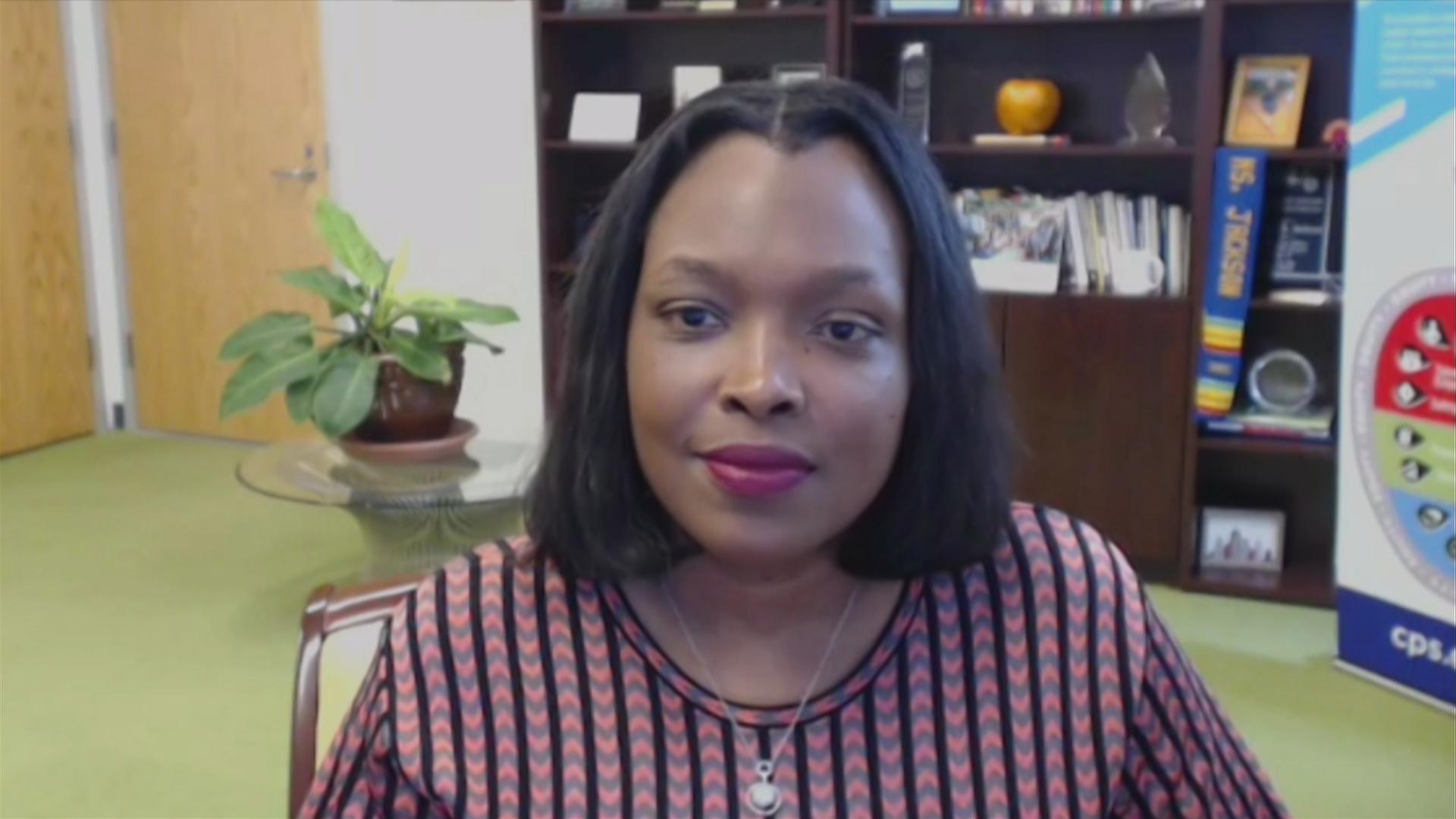 Chicago Public Schools CEO Janice Jackson appears on “Chicago Tonight” via Zoom on Wednesday, Sept. 9, 2020. (WTTW News)