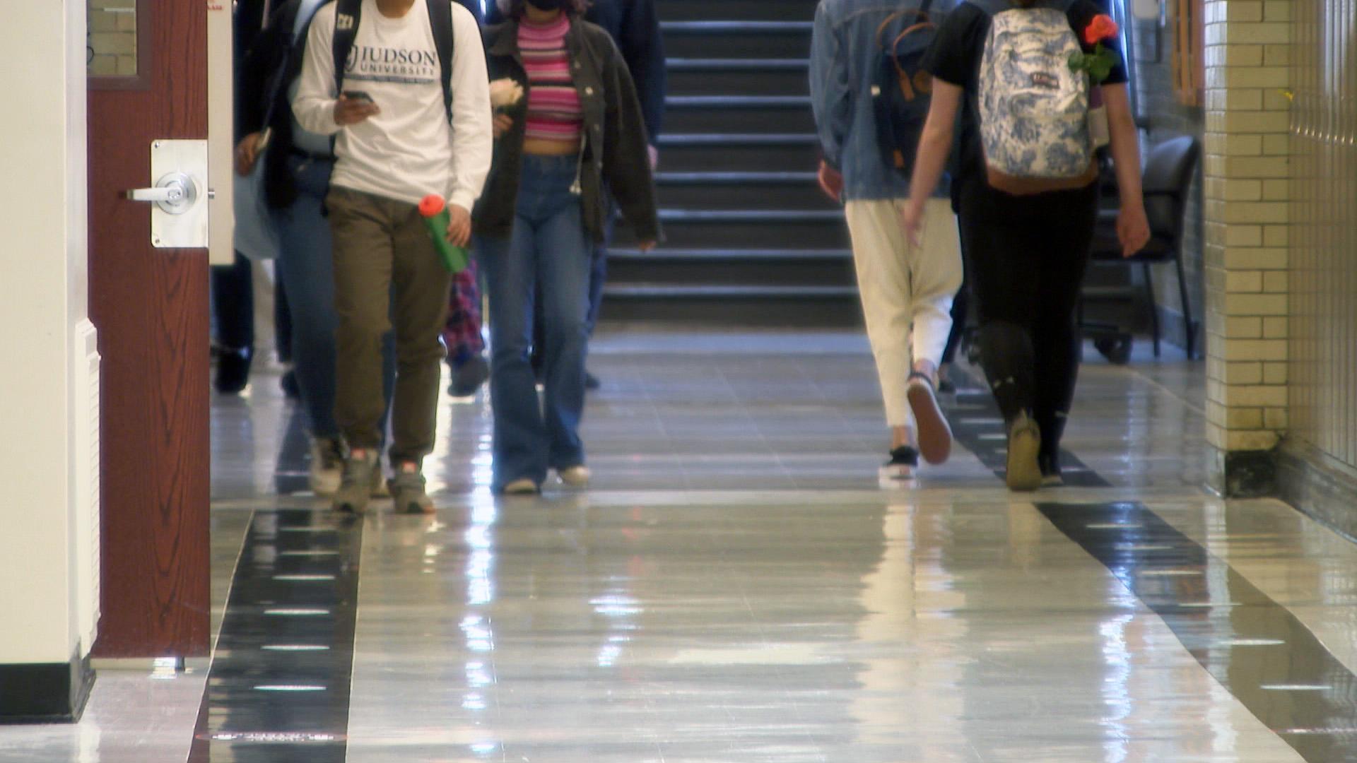 Students at Chicago Public Schools walk along a hallway in this file photo. (WTTW News)