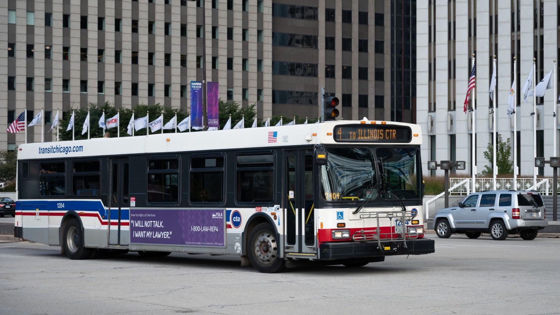 A CTA bus is pictured in downtown Chicago in a file photo. (Credit: Wirestock) A CTA bus is pictured in downtown Chicago in a file photo. (Credit: Wirestock)