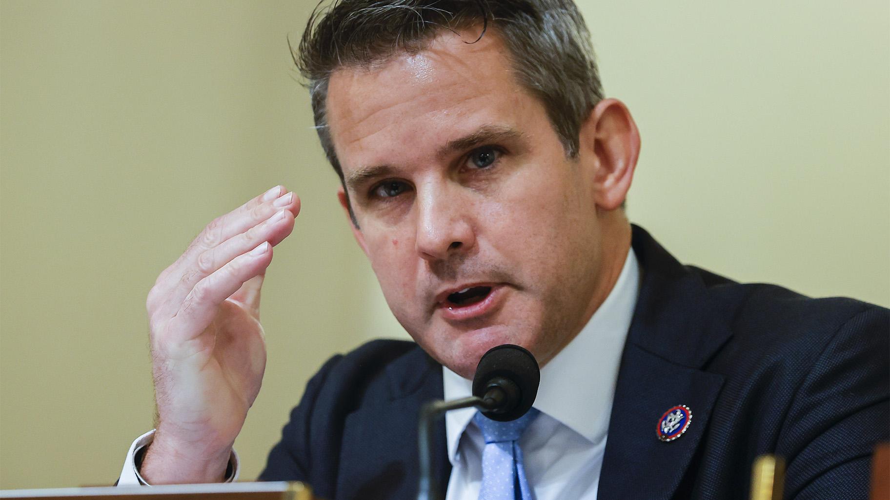 Rep. Adam Kinzinger, R-Ill., speaks during a House select committee hearing on the Jan. 6 attack on Capitol Hill in Washington, Tuesday, July 27, 2021. (Jim Bourg / Pool via AP)