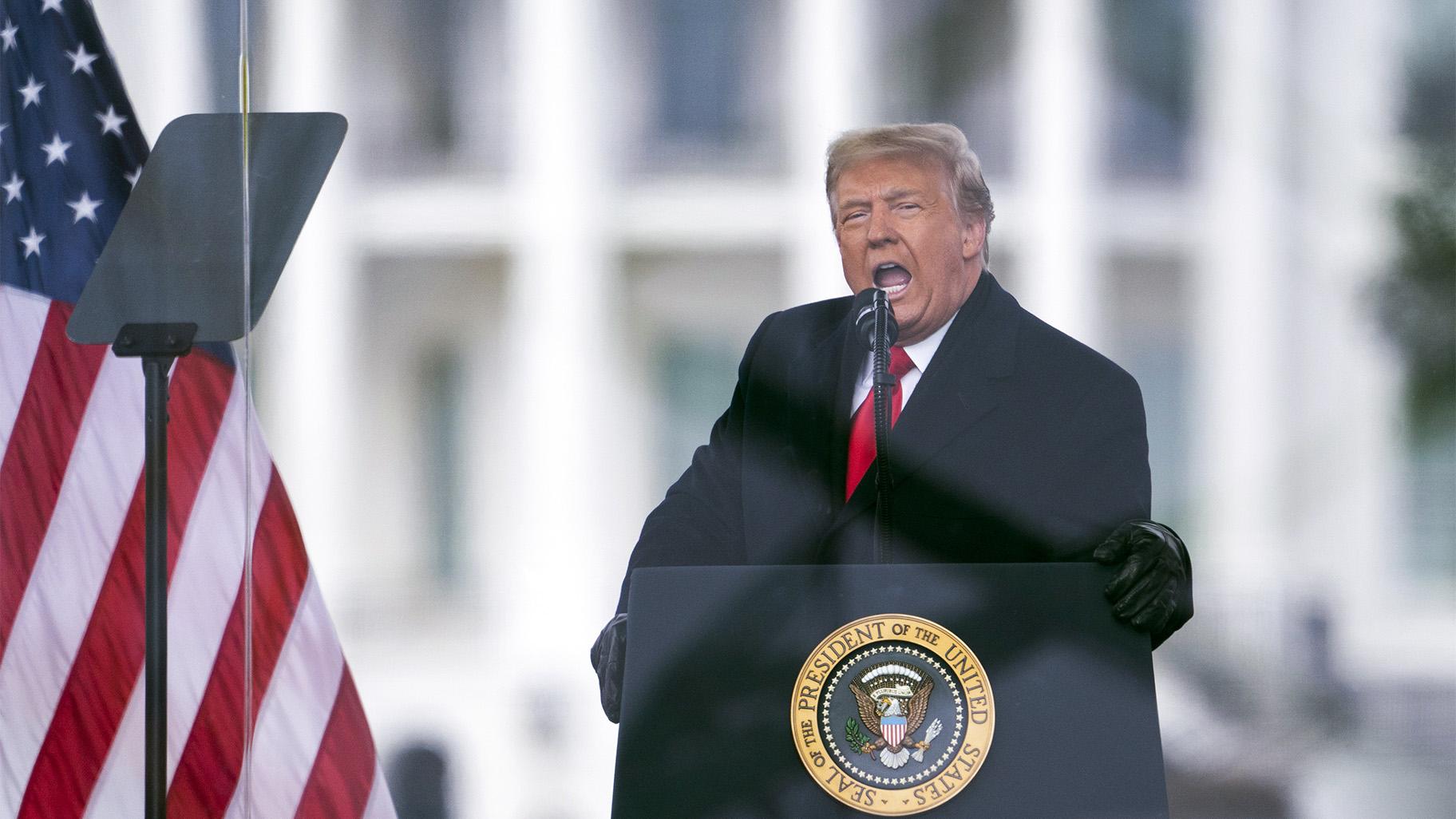 President Donald Trump speaks during a rally protesting the electoral college certification of Joe Biden as President in Washington on Jan. 6, 2021. (AP Photo / Evan Vucci, File) 