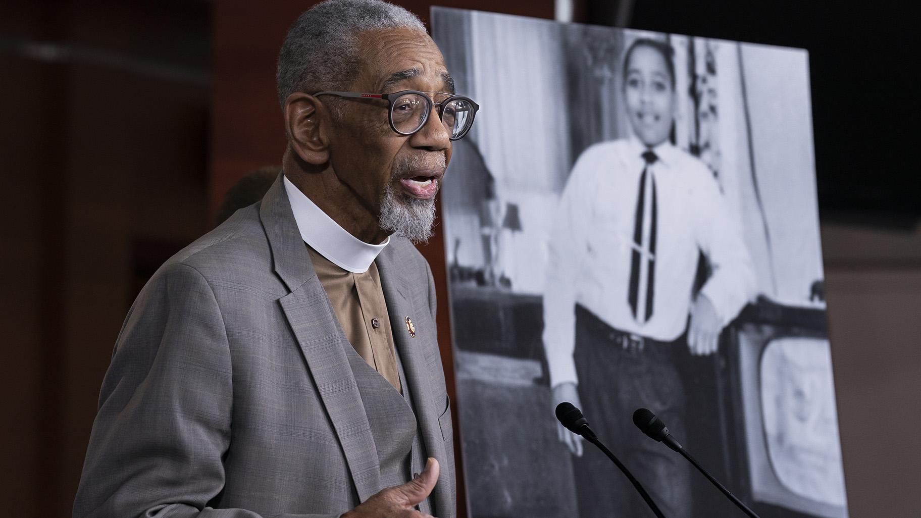 Rep. Bobby Rush, D-Ill., speaks during a news conference about the Emmett Till Anti-Lynching Act on Capitol Hill in Washington, on Feb. 26, 2020. (AP Photo / J. Scott Applewhite, File)