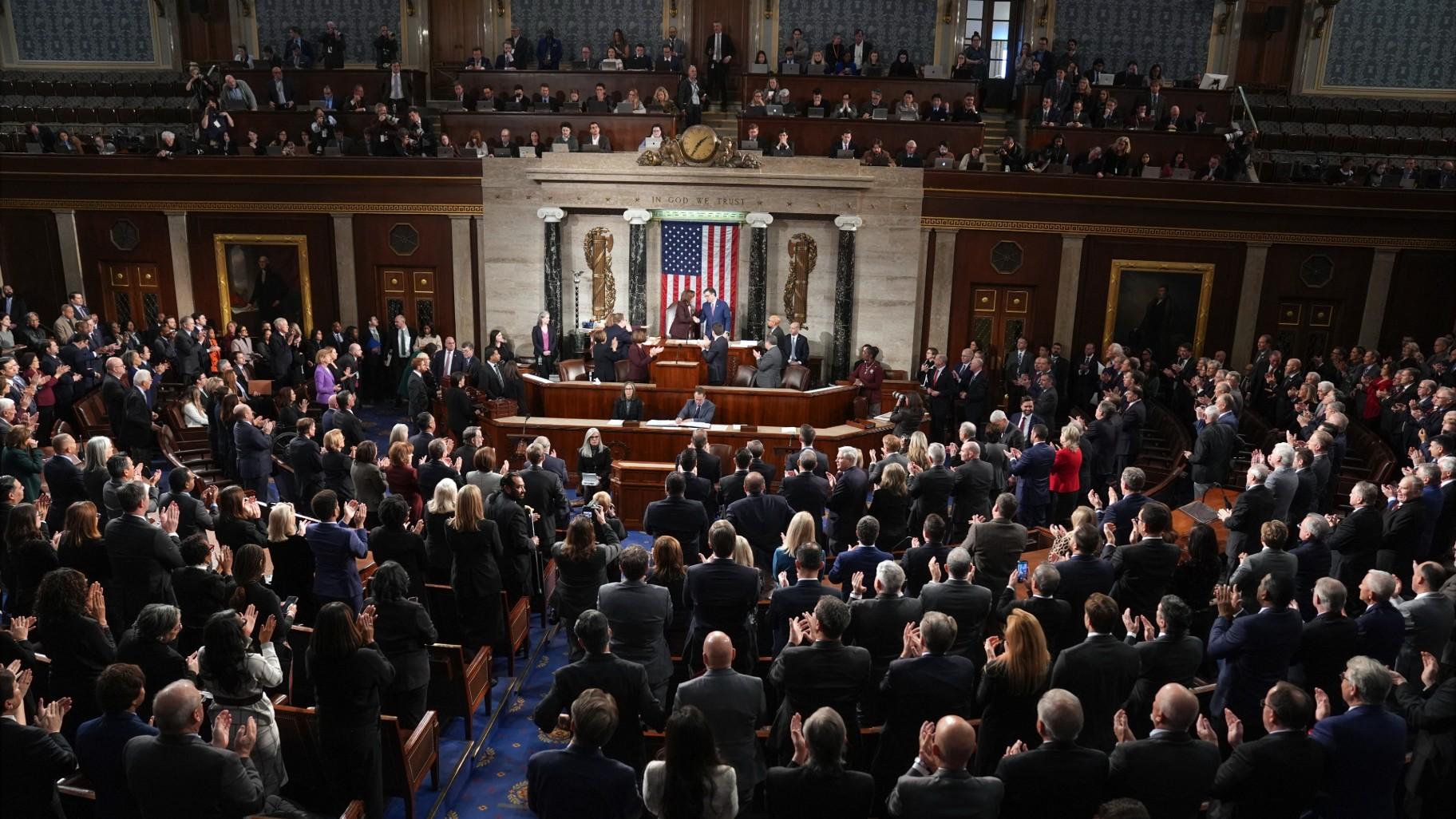 Vice President Kamala Harris shakes hands with House Speaker Mike Johnson of La., after a joint session of Congress confirmed the Electoral College votes, affirming President-elect Donald Trump's victory in the presidential election, Monday, Jan. 6, 2025, at the U.S. Capitol in Washington. (AP Photo / Matt Rourke) Vice President Kamala Harris shakes hands with House Speaker Mike Johnson of La., after a joint session of Congress confirmed the Electoral College votes, affirming President-elect Donald Trump's victory in the presidential election, Monday, Jan. 6, 2025, at the U.S. Capitol in Washington. (AP Photo / Matt Rourke)