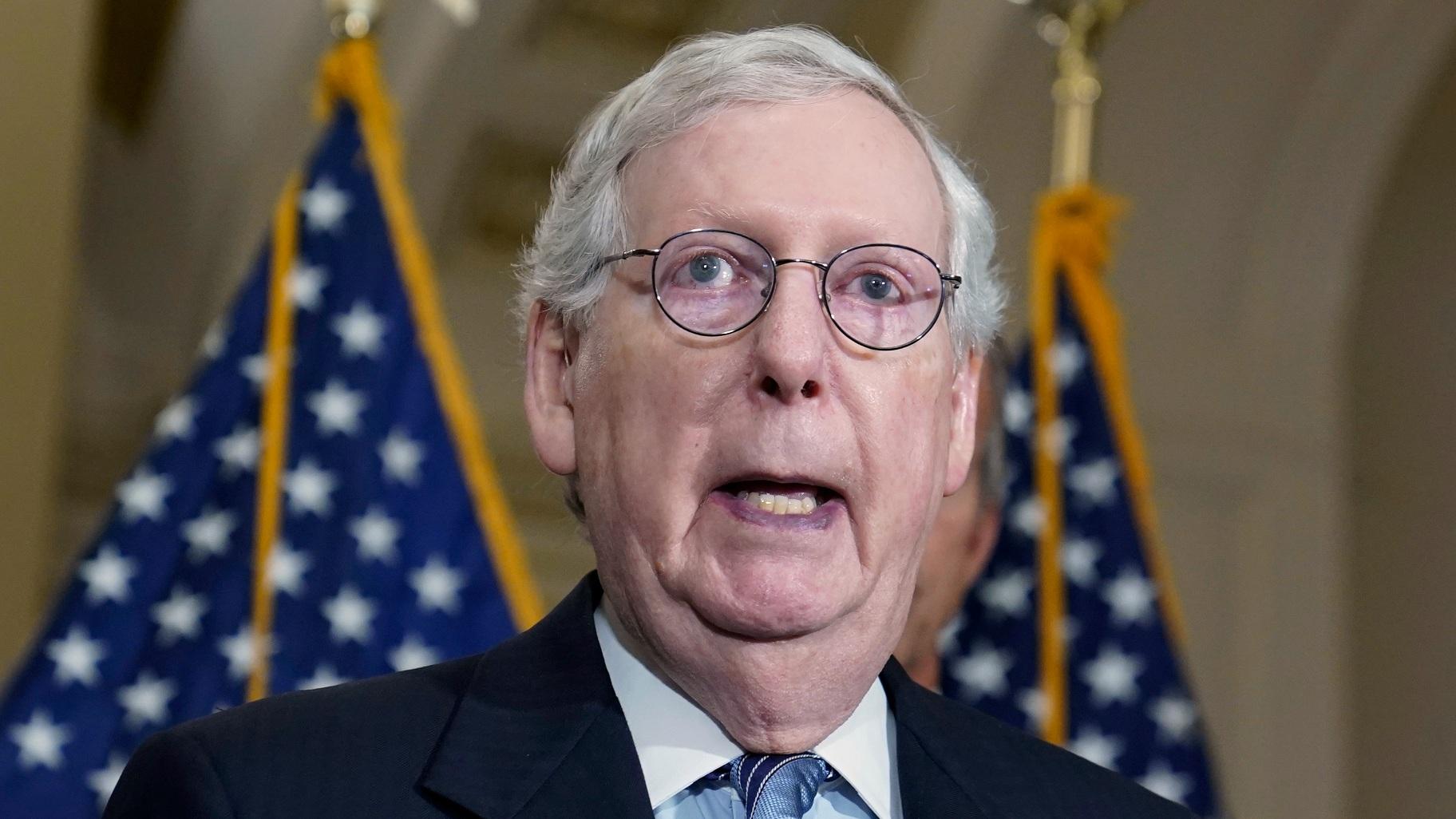 Senate Minority Leader Mitch McConnell, R-Ky., speaks during a news conference Sept. 20, 2022, in Washington. (AP Photo / Mariam Zuhaib, File)