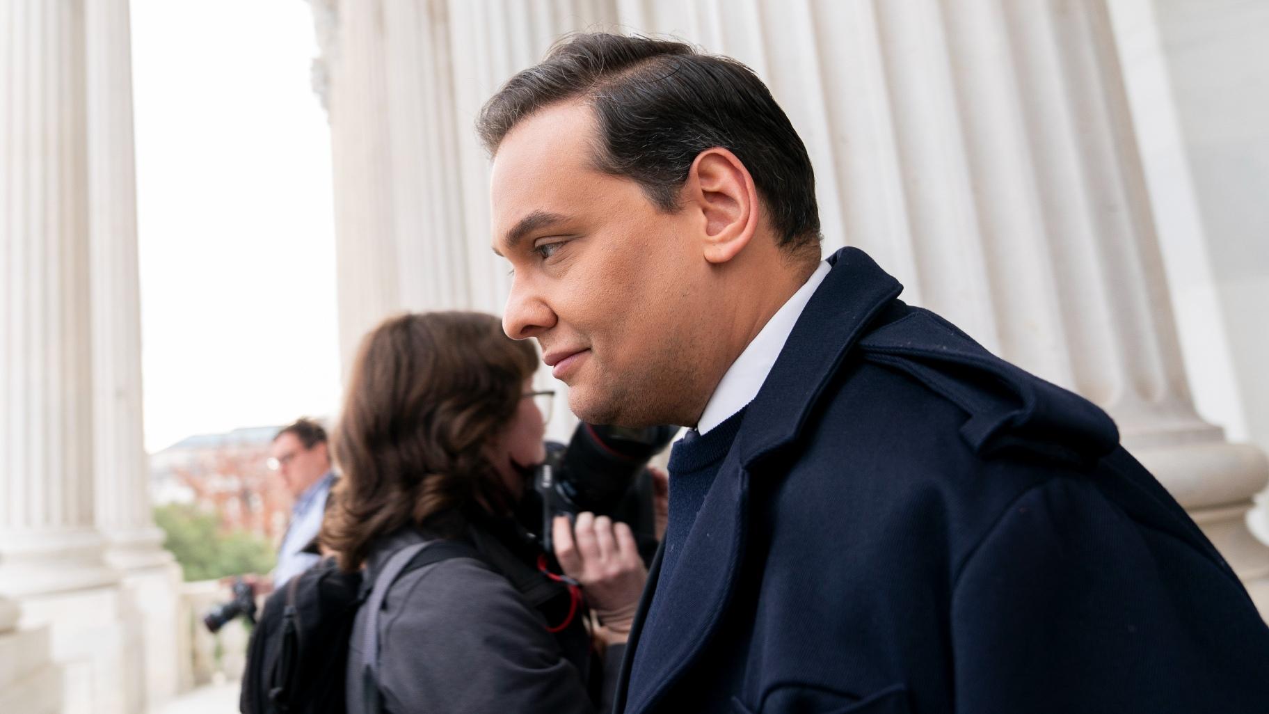 George Santos, R-N.Y., leaves the Capitol after being expelled from the House of Representatives, Friday, Dec. 1, 2023, in Washington. (AP Photo / Stephanie Scarbrough)