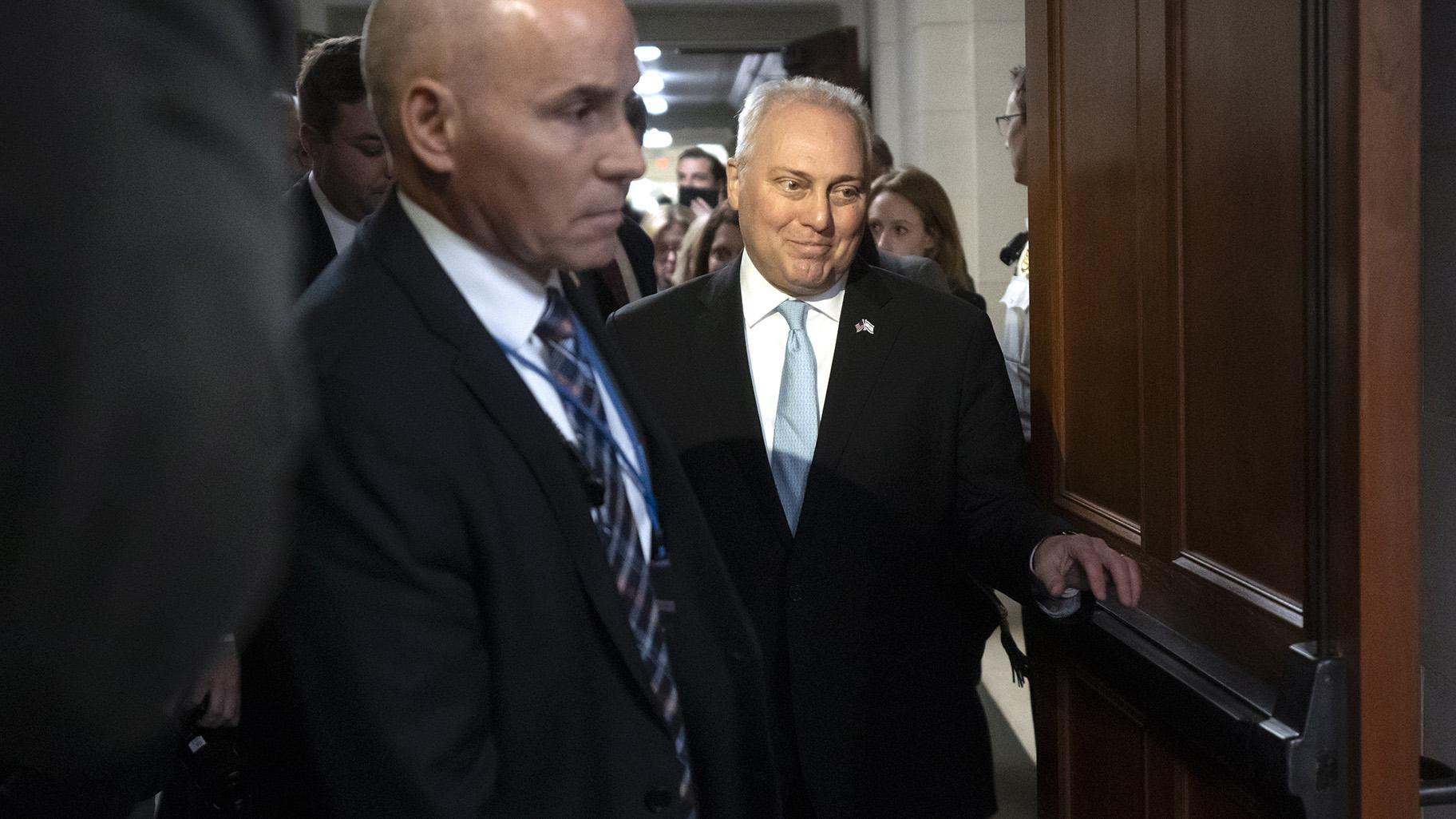 Majority Leader Steve Scalise, R-La., leaves after a closed-door meeting of House Republicans during which he was chosen as their candidate for Speaker of the House on Capitol Hill, Wednesday, Oct. 11, 2023 in Washington. (AP Photo / Mark Schiefelbein)