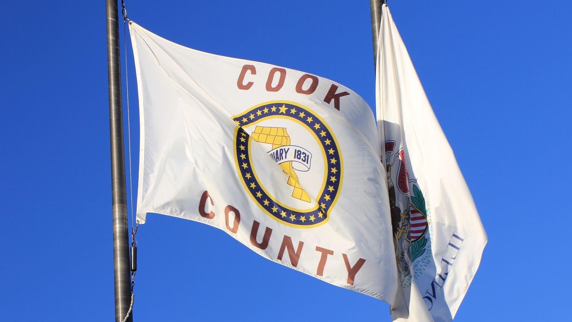 Cook County’s flag was designed in 1961 and has been described as “a seal on a bedsheet.” (Cook County Government)