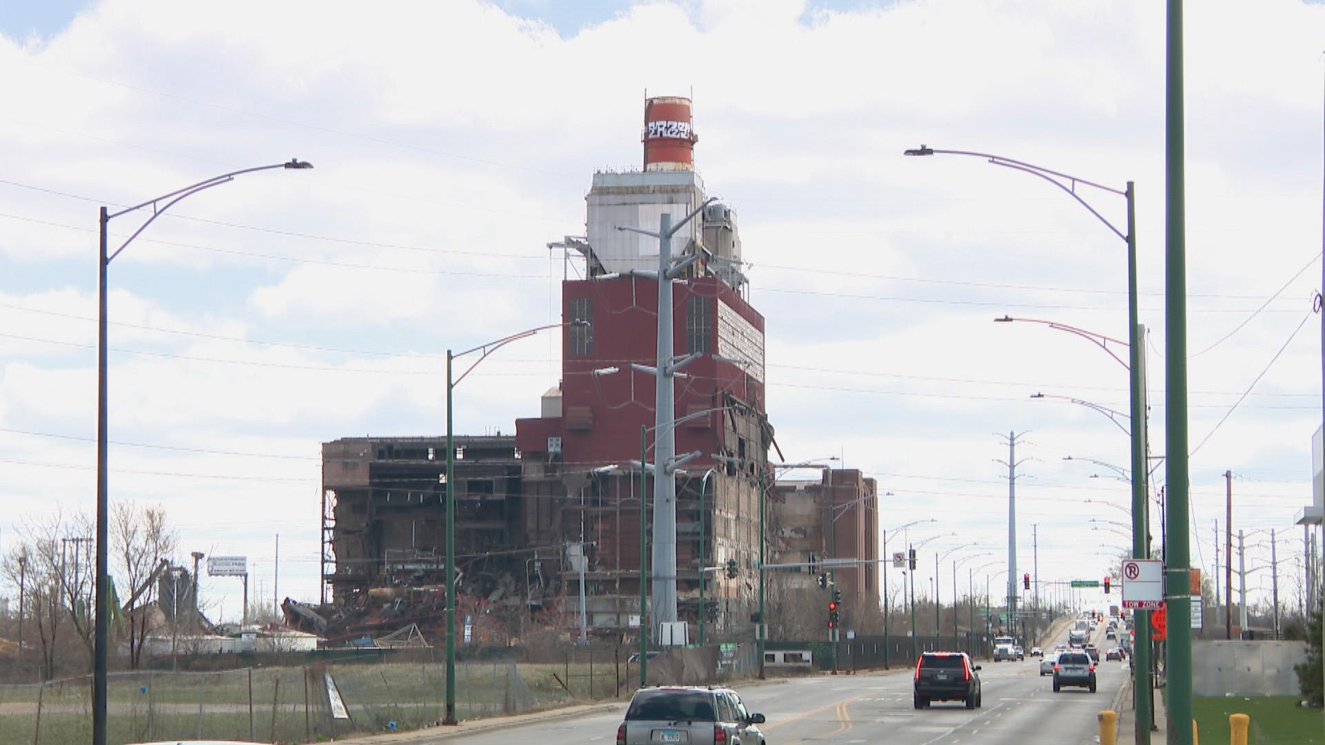 The partly demolished site of the former Crawford Power Generating Station in April 2020. (WTTW News)