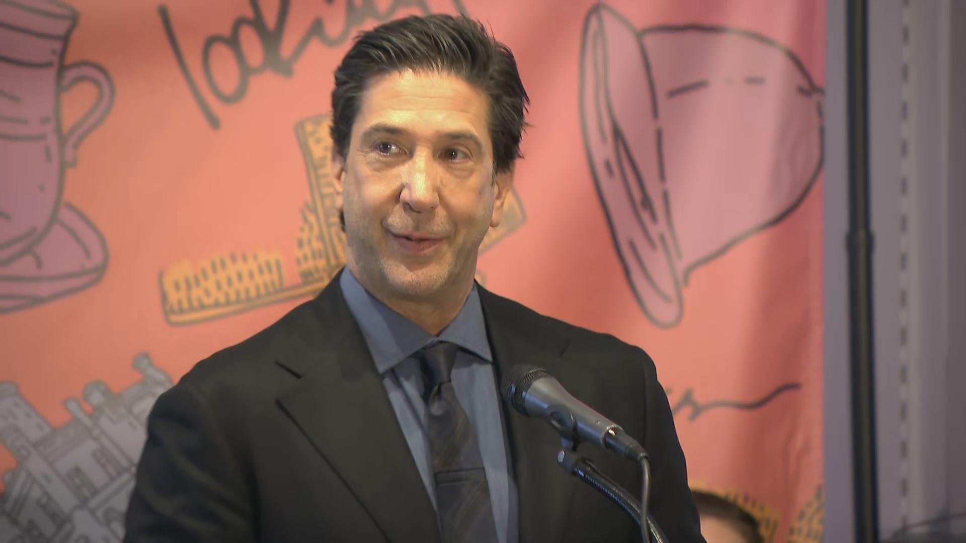 David Schwimmer at a news conference unveiling a new lobby for the Lookingglass Theatre Company on Jan. 27, 2025. (WTTW News) David Schwimmer at a news conference unveiling a new lobby for the Lookingglass Theatre Company on Jan. 27, 2025. (WTTW News)