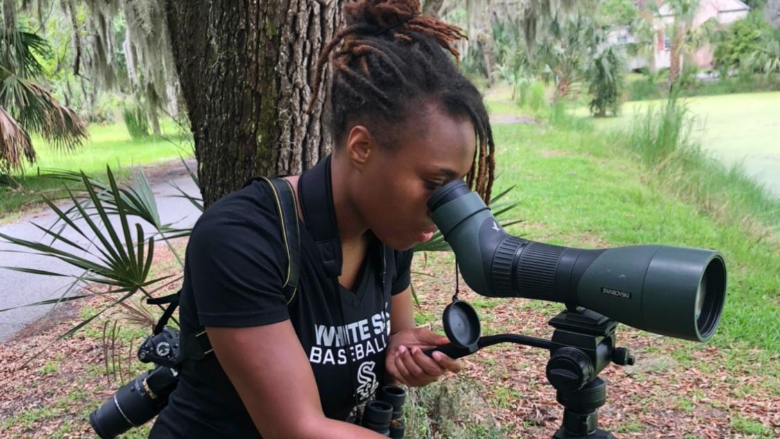 Deja Perkins, conducting field research. (Courtesy of Deja Perkins)