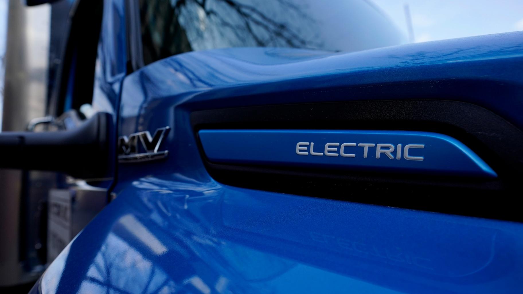 An International Electric MV Series truck is seen on display in Austin, Texas, Wednesday, Feb. 22, 2023. (AP Photo / Eric Gay, File)