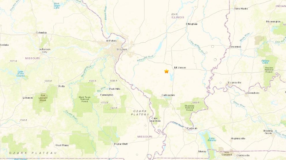 A 3.1 magnitude earthquake was reported in southern Illinois, roughly 100 miles south of Springfield. (U.S. Geological Survey)