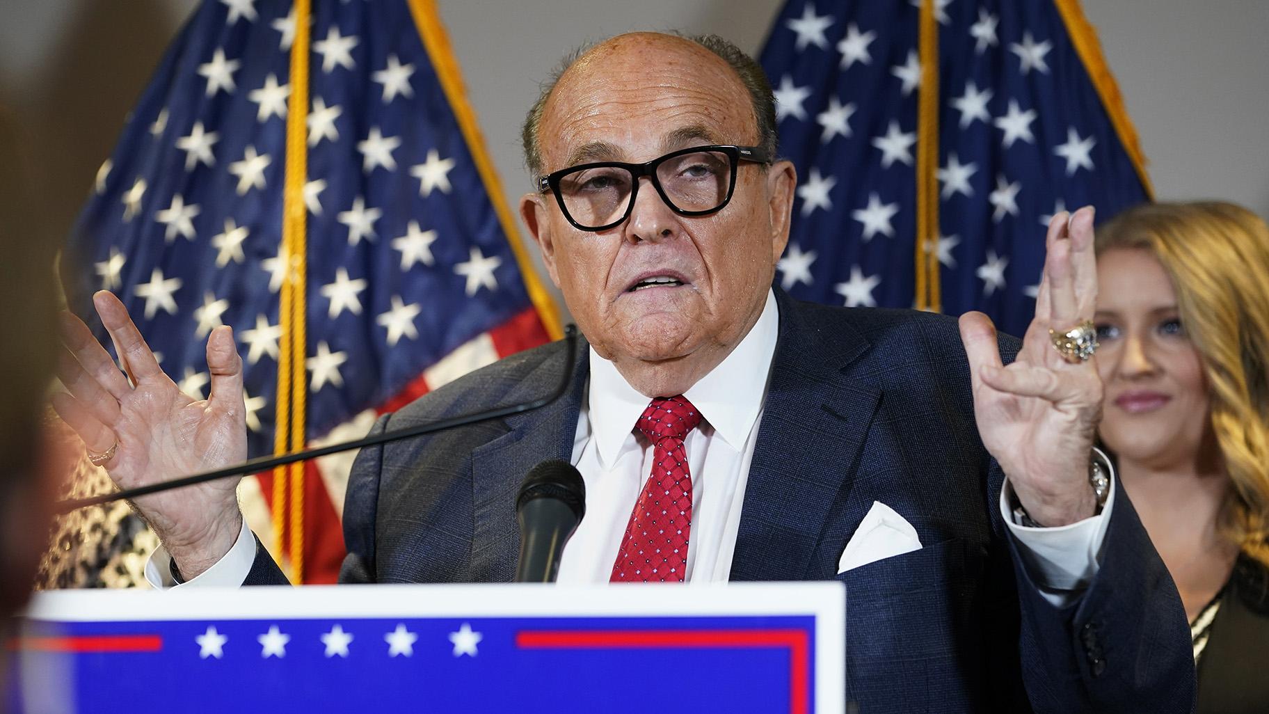 In this Nov. 19, 2020, file photo, former New York Mayor Rudy Giuliani, a lawyer for President Donald Trump, speaks during a news conference at the Republican National Committee headquarters, in Washington. (AP Photo / Jacquelyn Martin, File)