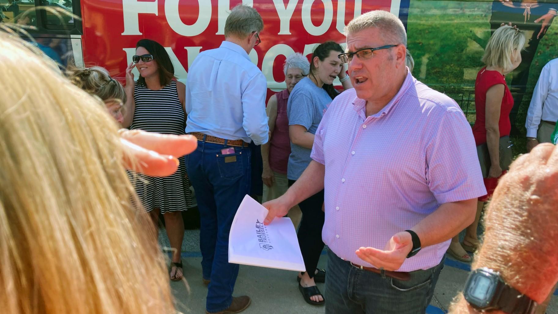 Illinois Republican gubernatorial candidate Darren Bailey speaks to voters during a campaign stop in Athens, Ill., June 14, 2022. (AP Photo / John O'Connor, File)