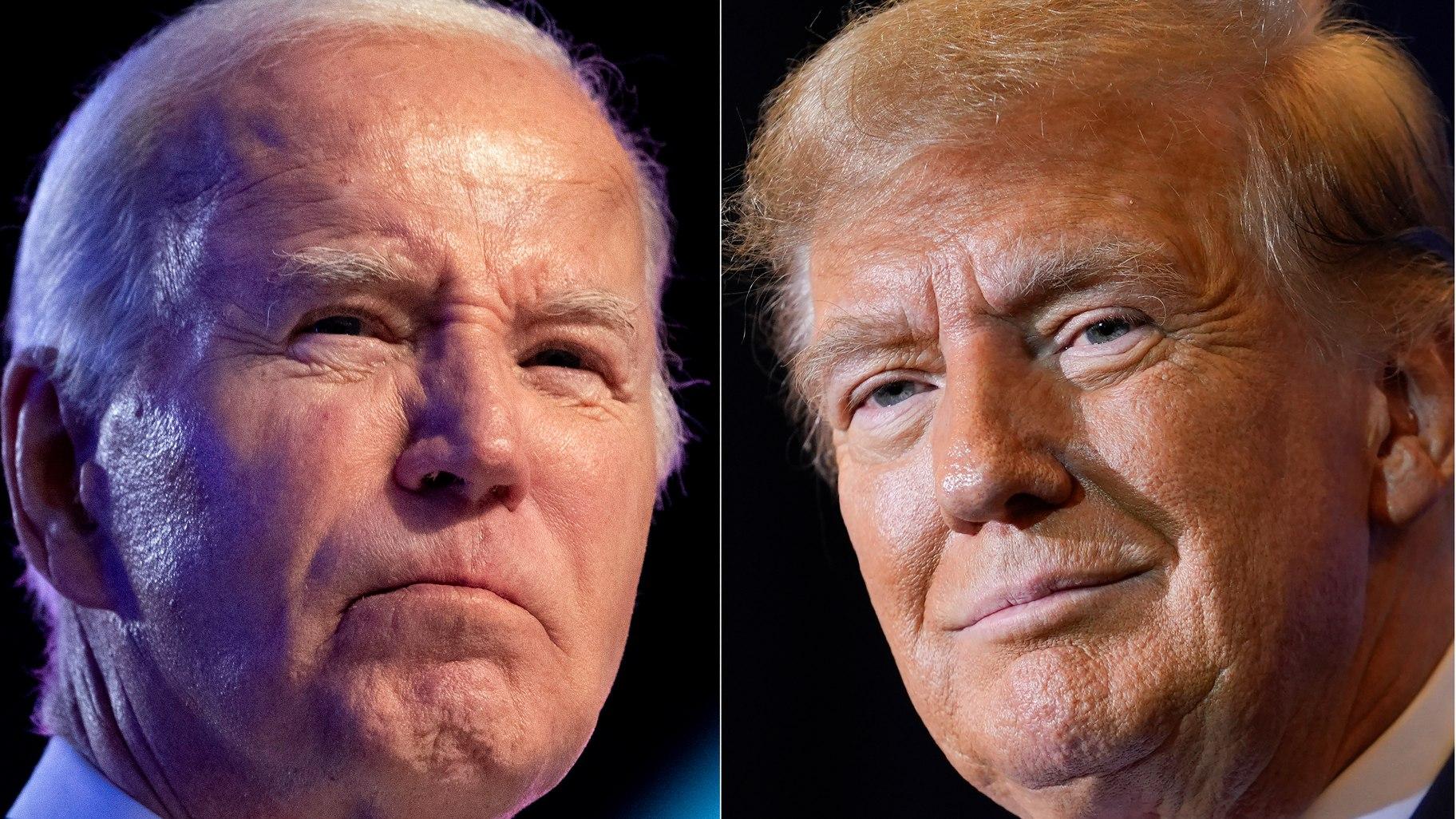 This combo image shows President Joe Biden, left, Jan. 5, 2024 and Republican presidential candidate former President Donald Trump, right, Jan. 19, 2024. (AP Photo, File)