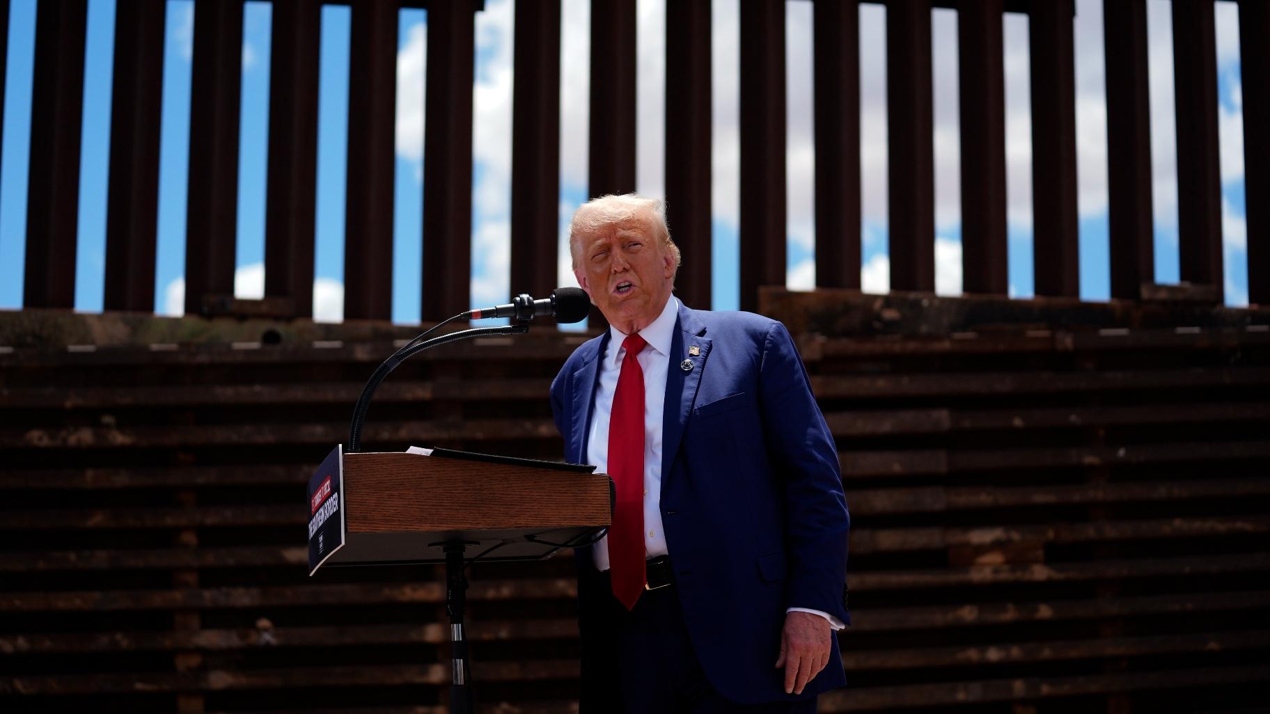 Republican presidential nominee former President Donald Trump speaks along the southern border with Mexico, on Aug. 22, 2024, in Sierra Vista, Ariz. (AP Photo / Evan Vucci, File)