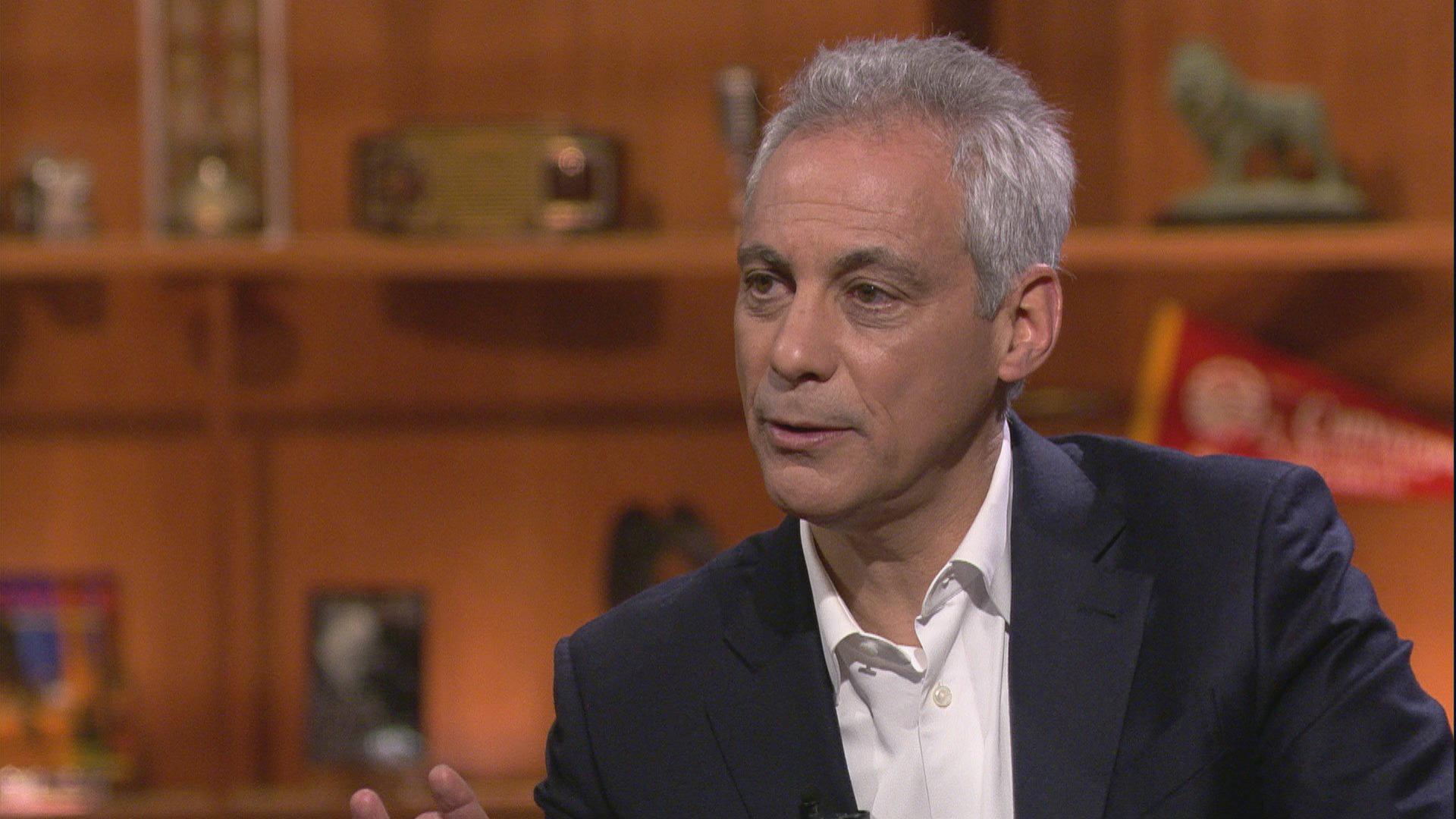 Former Mayor Rahm Emanuel appears on “Chicago Tonight” on May 13, 2019. (WTTW News)