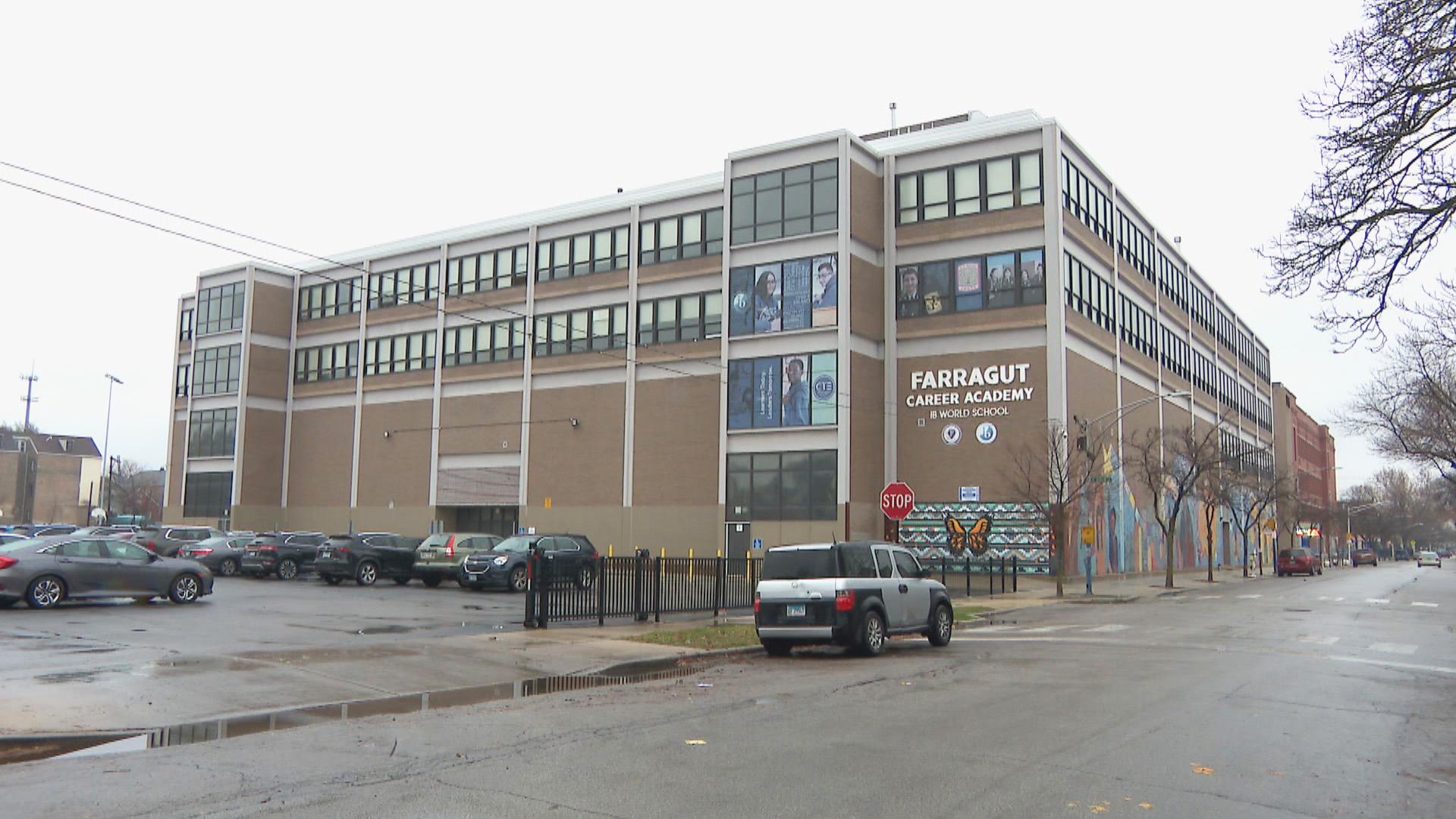 Farragut Career Academy High School, 2345 S. Christiana Ave., is pictured in a file photo. (WTTW News) Farragut Career Academy High School, 2345 S. Christiana Ave., is pictured in a file photo. (WTTW News)