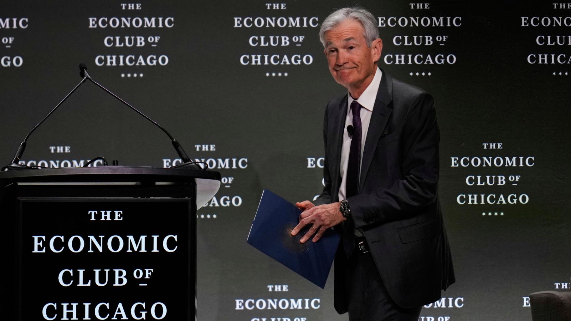 Chair of the Board of Governors of the Federal Reserve System Jerome Powell takes the stage to speak during an event hosted by the Economic Club of Chicago, Wednesday, April 16, 2025, in Chicago. (AP Photo / Erin Hooley) Chair of the Board of Governors of the Federal Reserve System Jerome Powell takes the stage to speak during an event hosted by the Economic Club of Chicago, Wednesday, April 16, 2025, in Chicago. (AP Photo / Erin Hooley)
