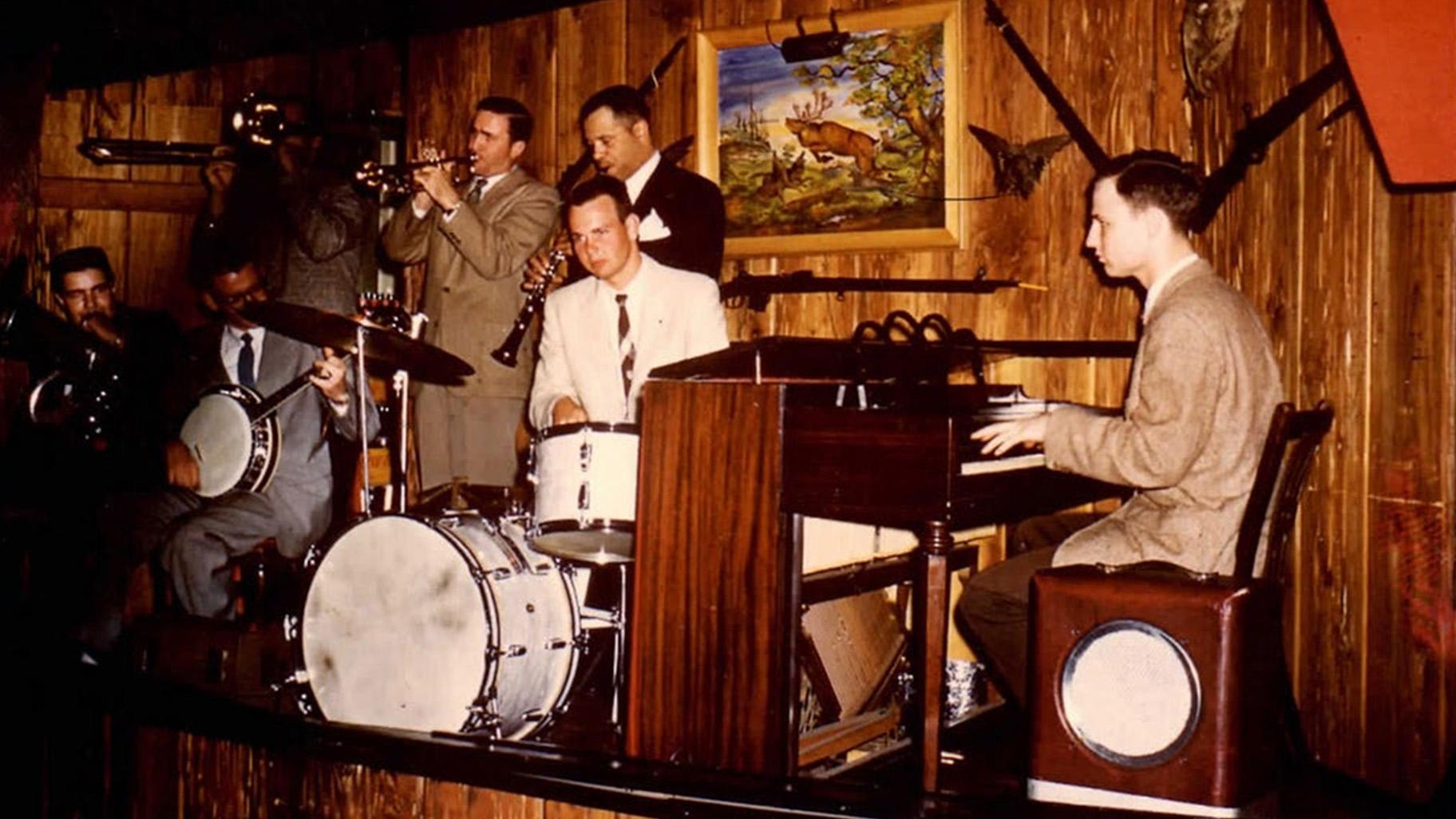 Jazz band The Salty Dogs play what was then called the Hunt Club in 1954 or 55. (Courtesy of FitzGerald’s Nightclub) Jazz band The Salty Dogs play what was then called the Hunt Club in 1954 or 55. (Courtesy of FitzGerald’s Nightclub)