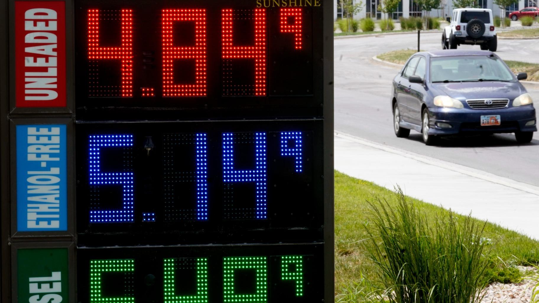 Gasoline prices are shown at a gas station on June 9, 2022, in Salt Lake City. (AP Photo / Rick Bowmer, File)