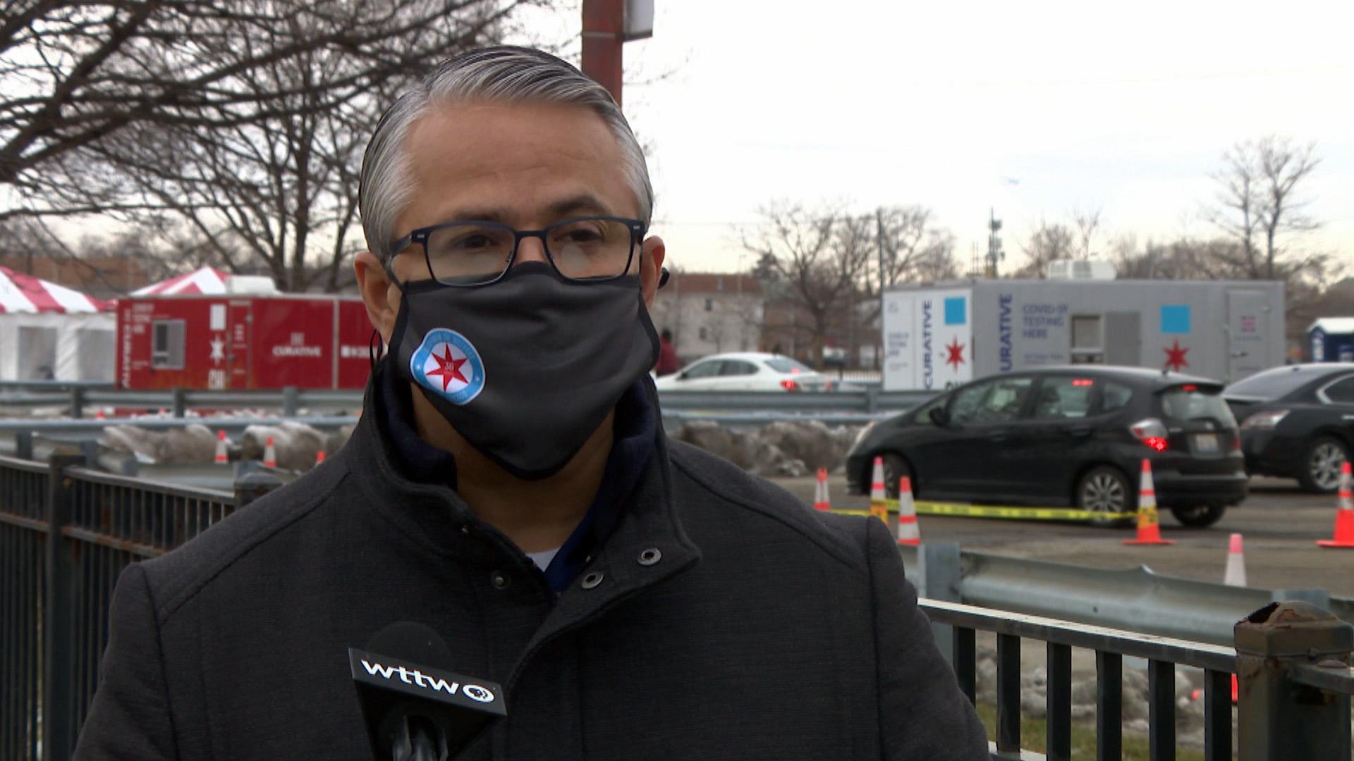 Ald. Gilbert Villegas, 36th Ward, speaks with “Chicago Tonight” in Belmont Cragin as part of our In Your Neighborhood series on Jan. 7, 2021. (WTTW News)