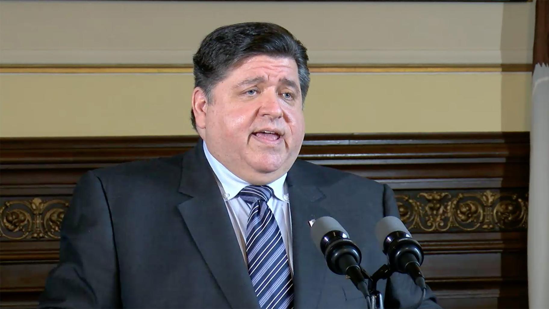Gov. J.B. Pritzker takes questions from the media after delivering an update on COVID-19 in Illinois on Monday, Jan. 11, 2021. (WTTW News via BlueRoomStream)