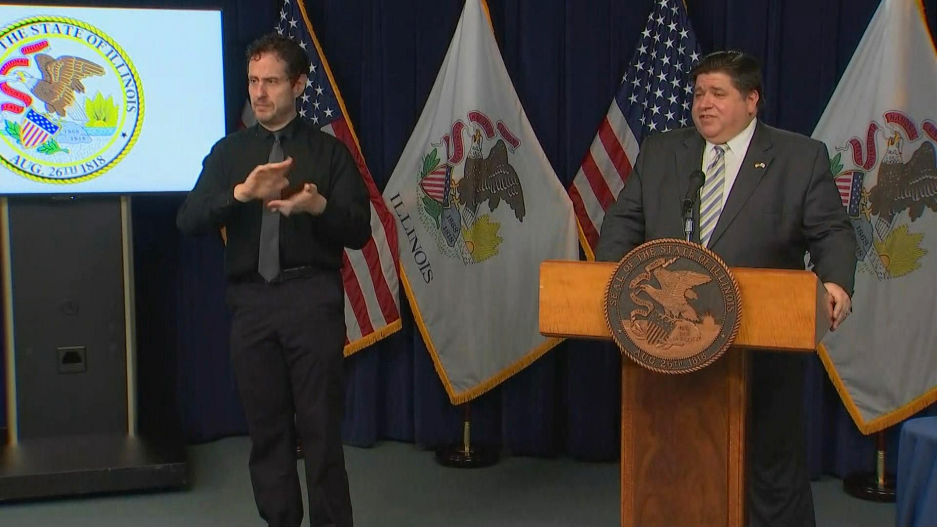 Gov. J.B. Pritzker delivers his daily press briefing about the coronavirus in Illinois on Monday, Nov. 9, 2020. (WTTW News) 