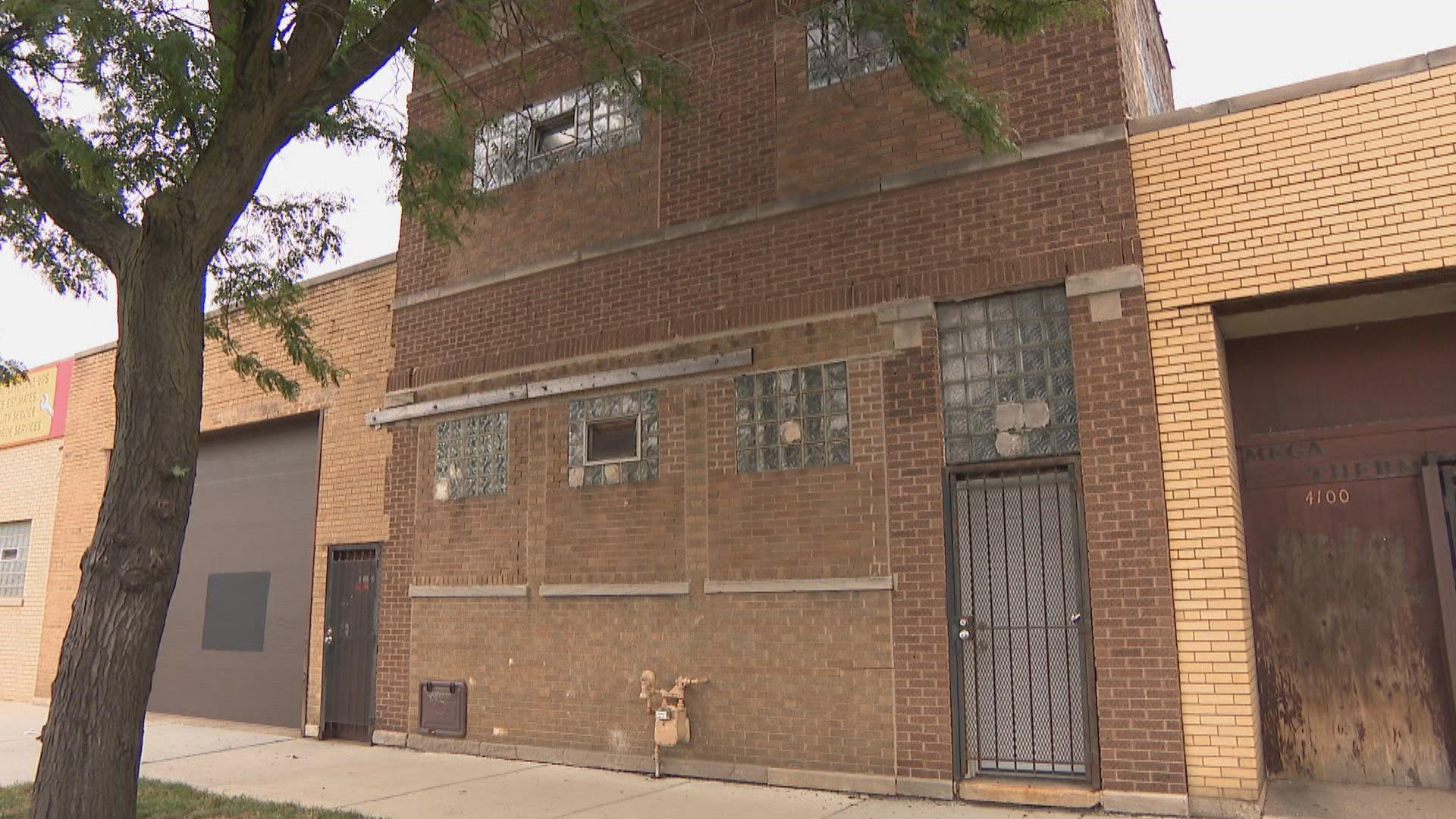 The exterior of a warehouse in the Humboldt Park neighborhood of Chicago, where officials say an illegal party was shut down over the weekend. (WTTW News)