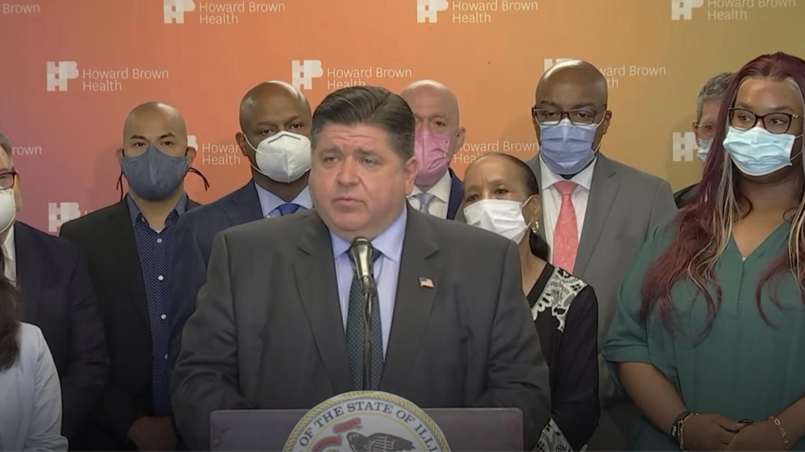 Gov. J.B. Pritzker appears during a press conference on Friday, June 24, 2022. (WTTW News)