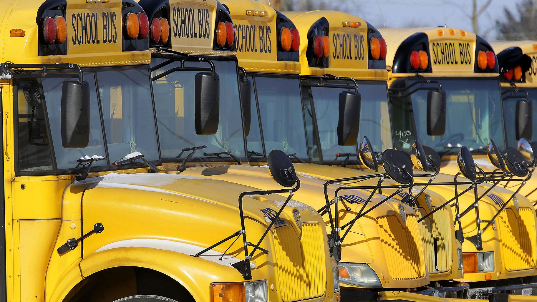 Public school buses are parked in Springfield, Ill., on Jan. 7, 2015. (AP Photo / Seth Perlman, File)
