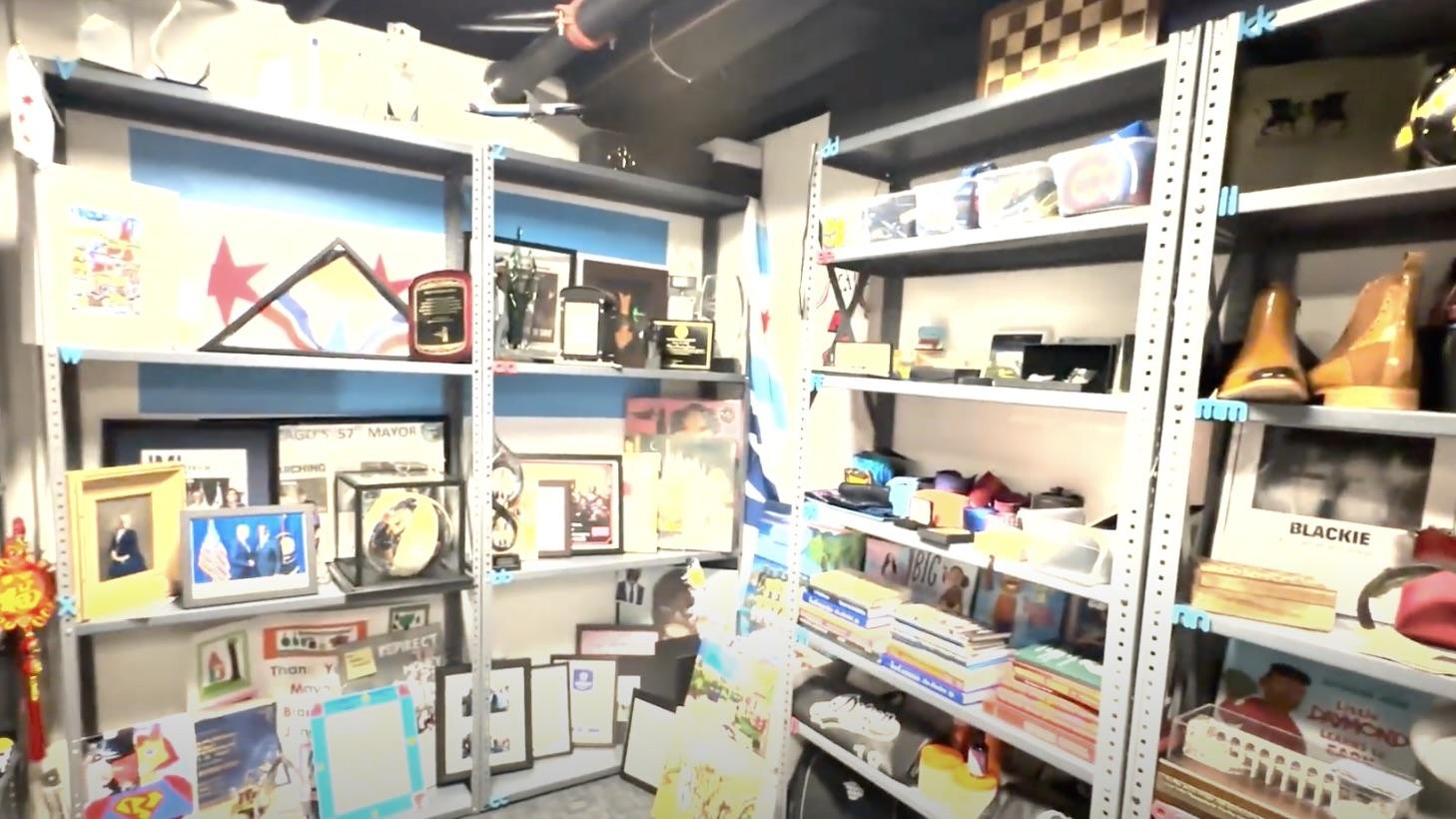 A screenshot of the video of the room in the mayor's office at City Hall where he stores gifts he has accepted on behalf of the city of Chicago. (Chicago's Mayor's Office)